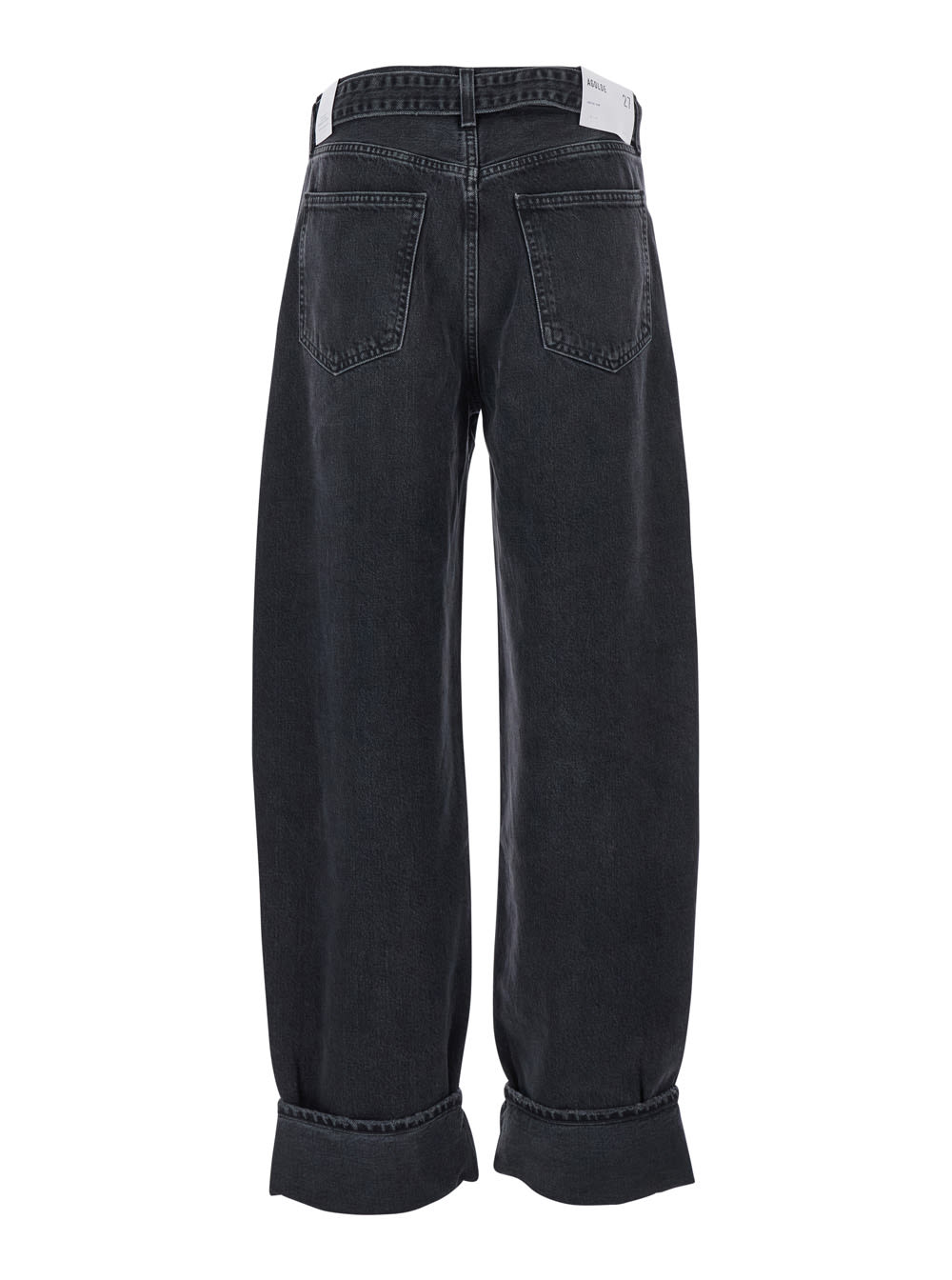 Agolde Tapered Cuffed Jeans Belted Waist In Gray