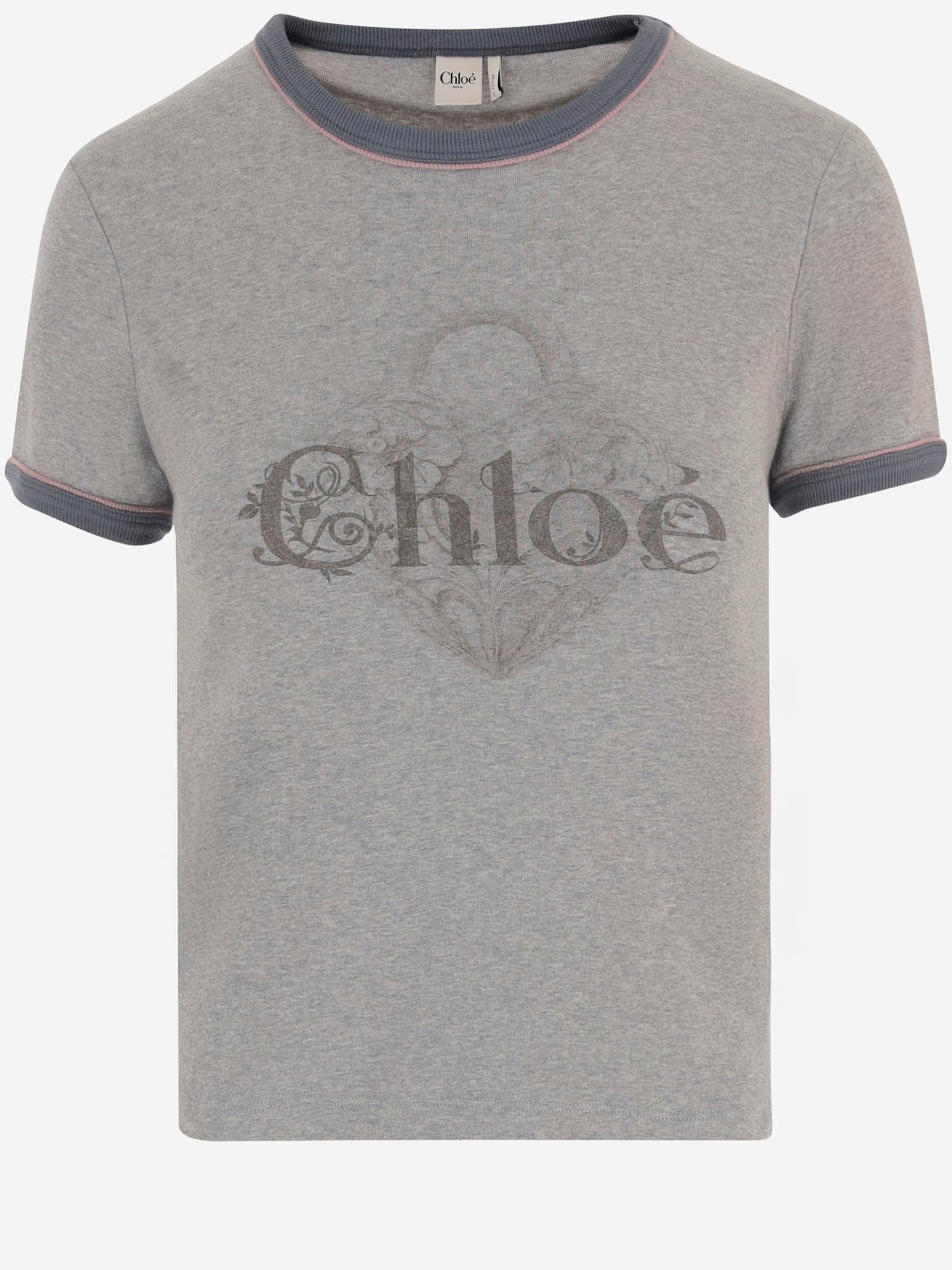 Chloé Baby Fit Logo T-shirt In Cotton Jersey In Gray