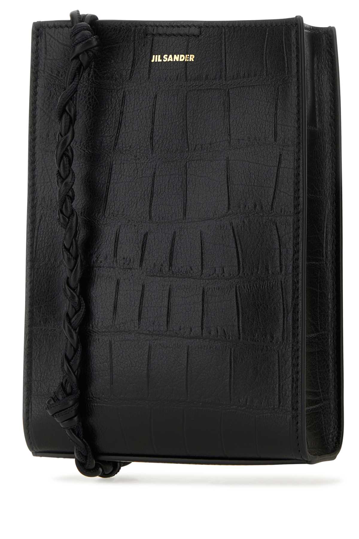 Shop Jil Sander Black Leather Small Tangle Shoulder Bag In 001