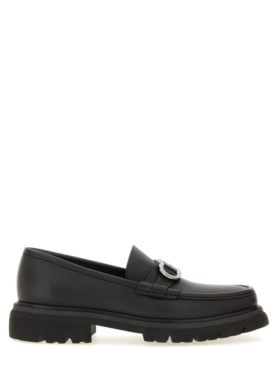 Shop Ferragamo Moccasin Ornament Gancini In Black