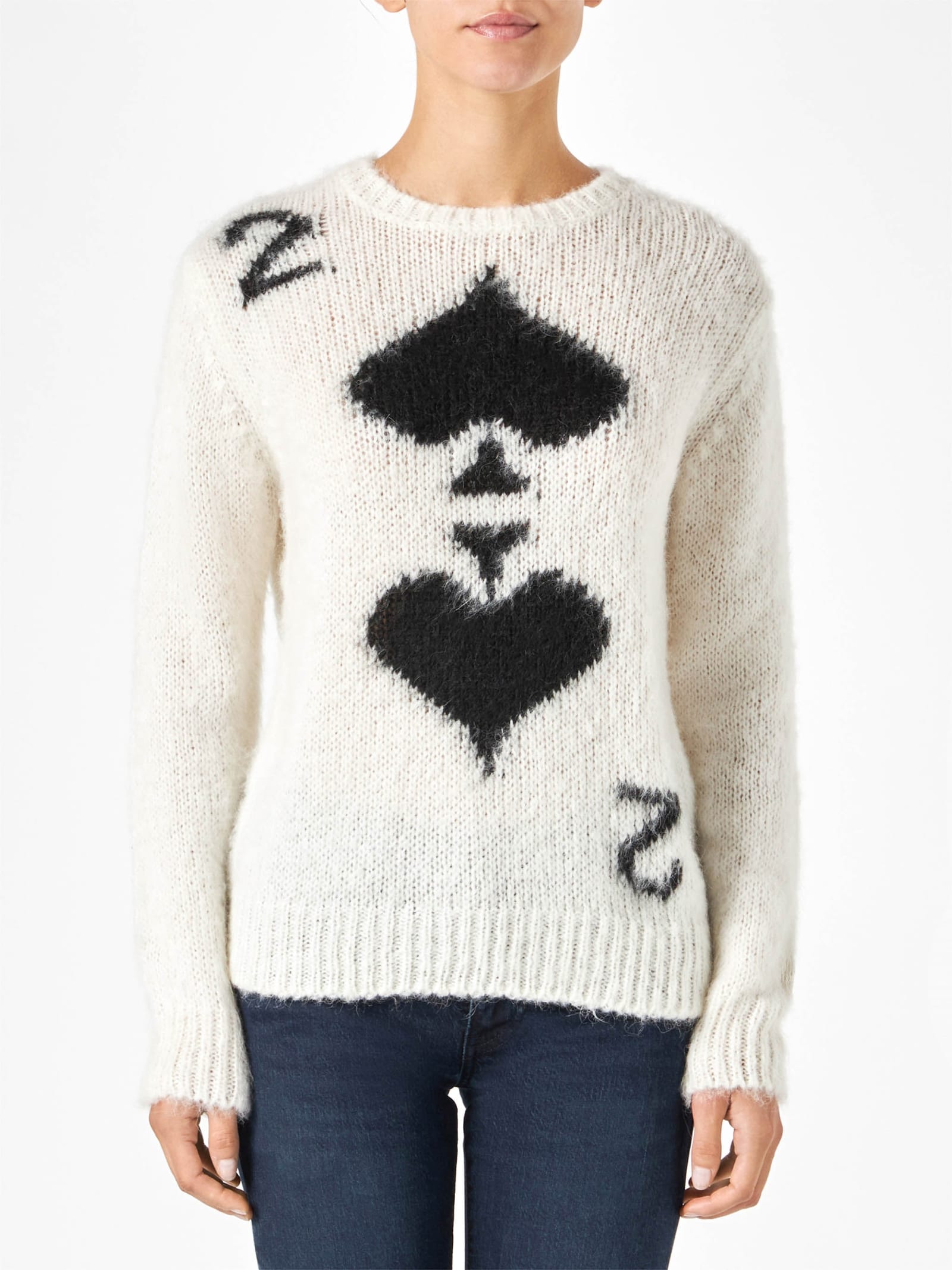 Mc2 Saint Barth Woman Brushed Sweater With 2 Of Spades Print