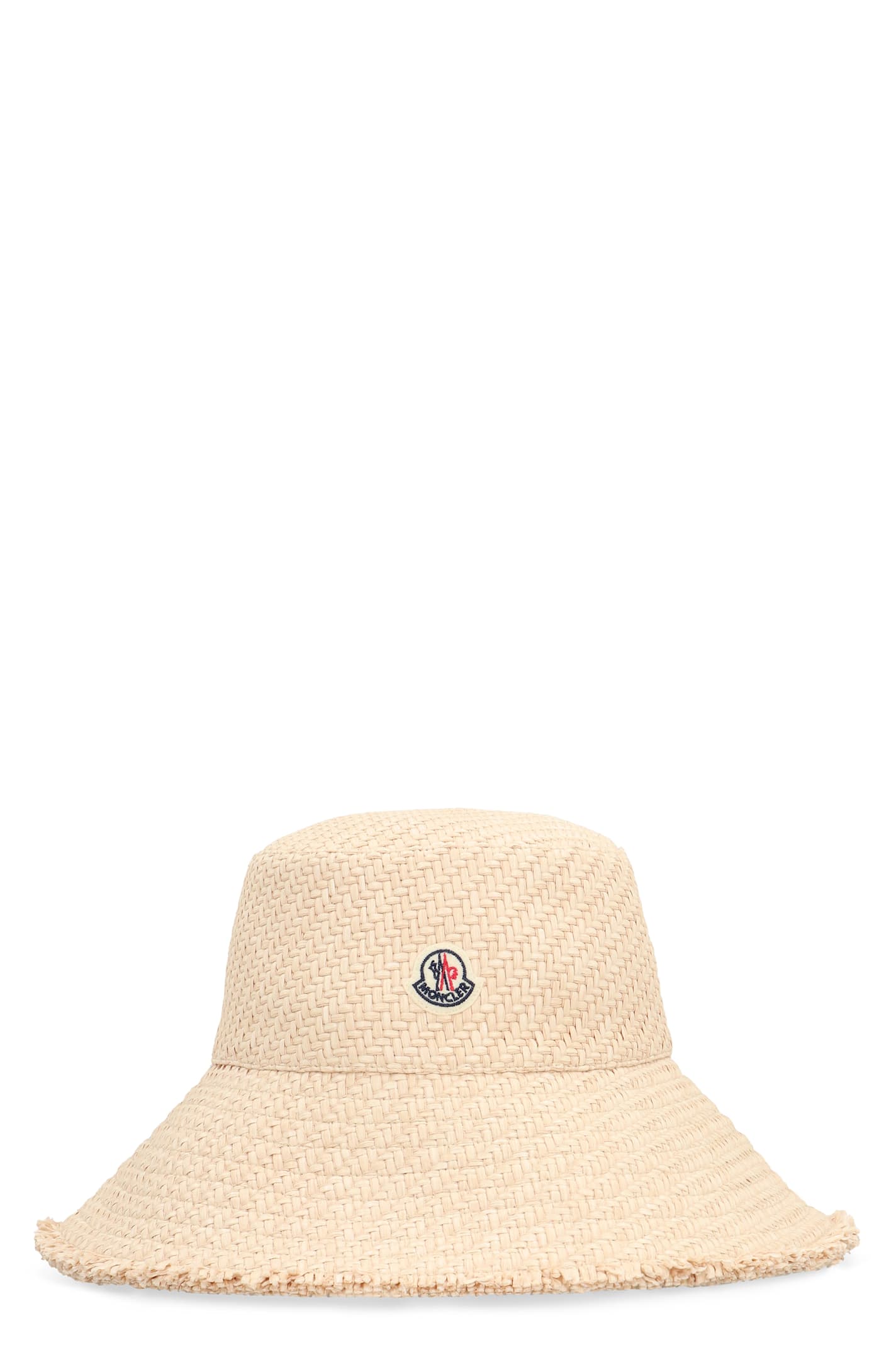 Moncler Logo-patch Woven Bucket Hat In Panna