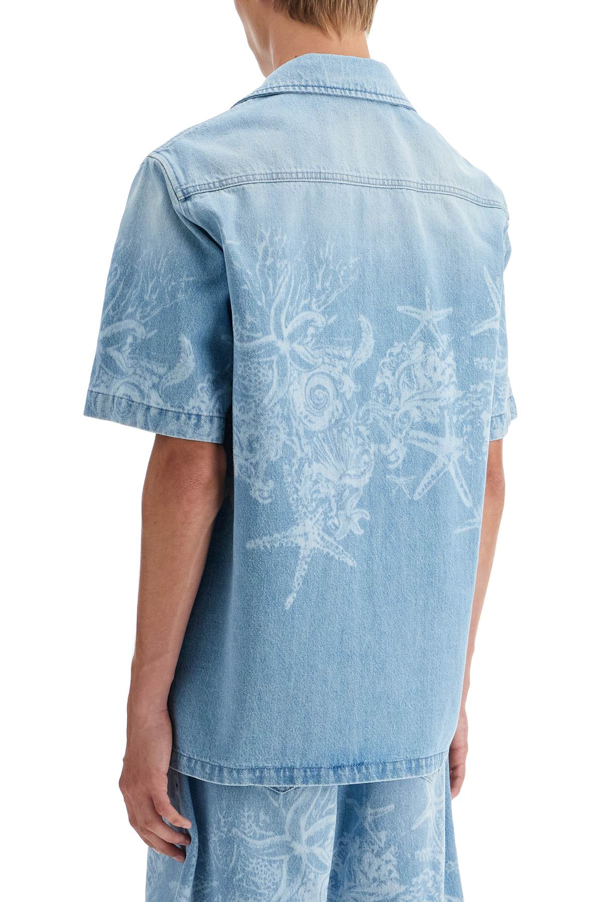 Shop Versace Barocco Sea Denim Shirt In Light Blue (blue)