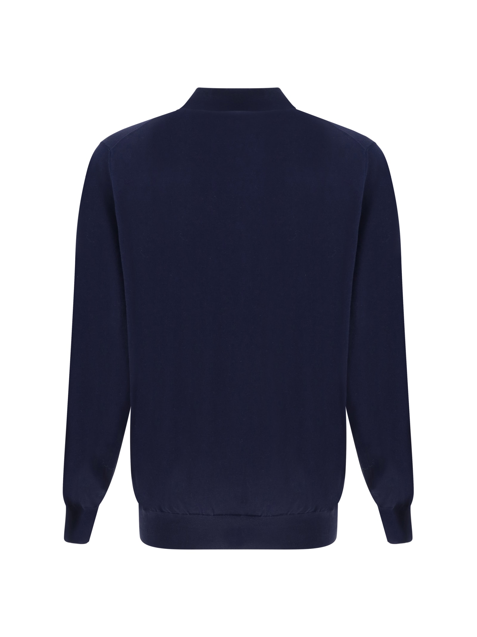 Shop Brunello Cucinelli Long Sleeve Jersey In Navy+grigio Scuro