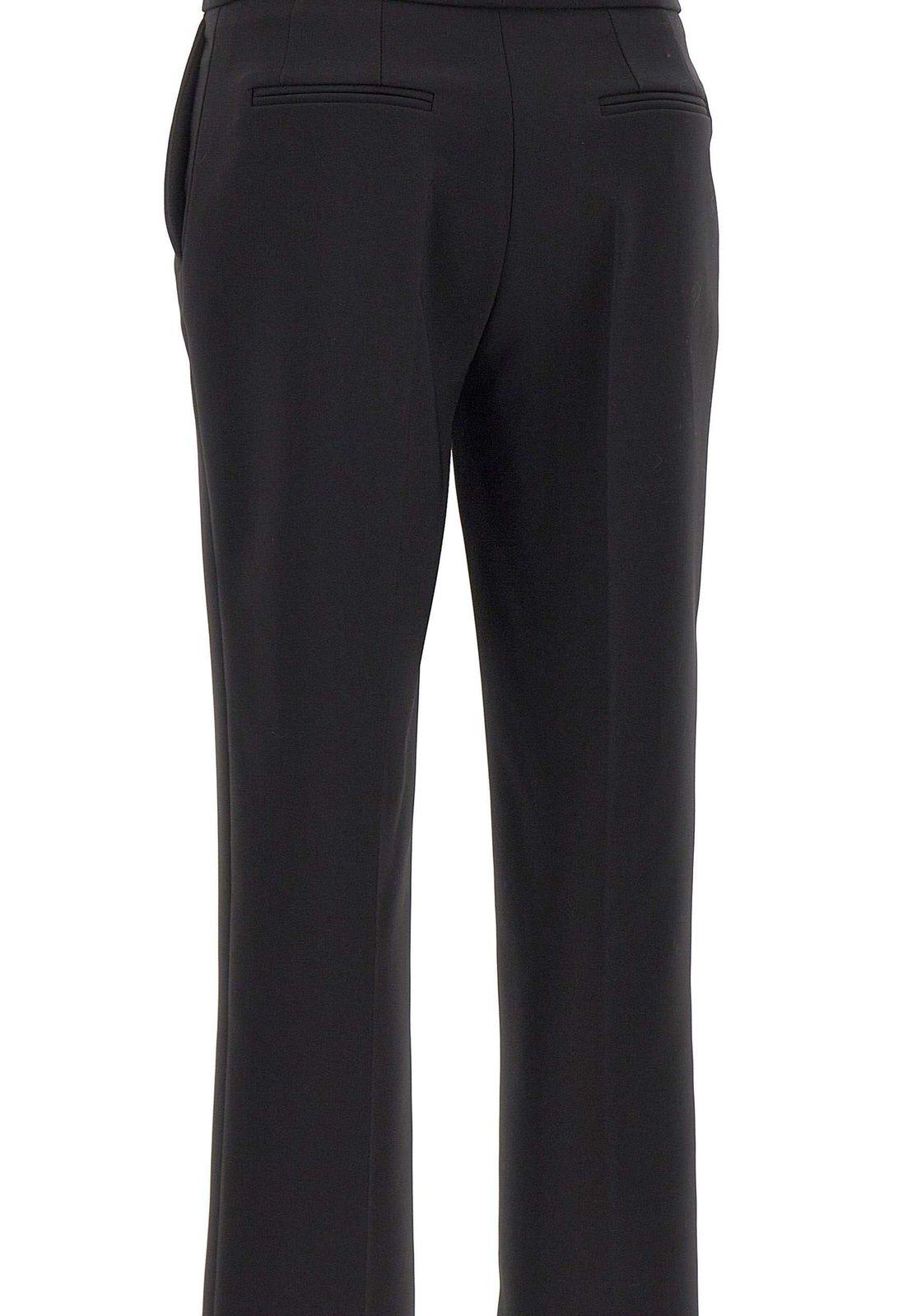 Shop Elisabetta Franchi Slits Cropped Crepe Trousers In Black