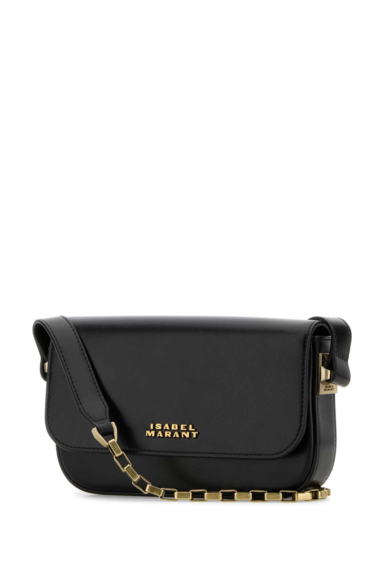 Shop Isabel Marant Black Leather Lizza Shoulder Bag