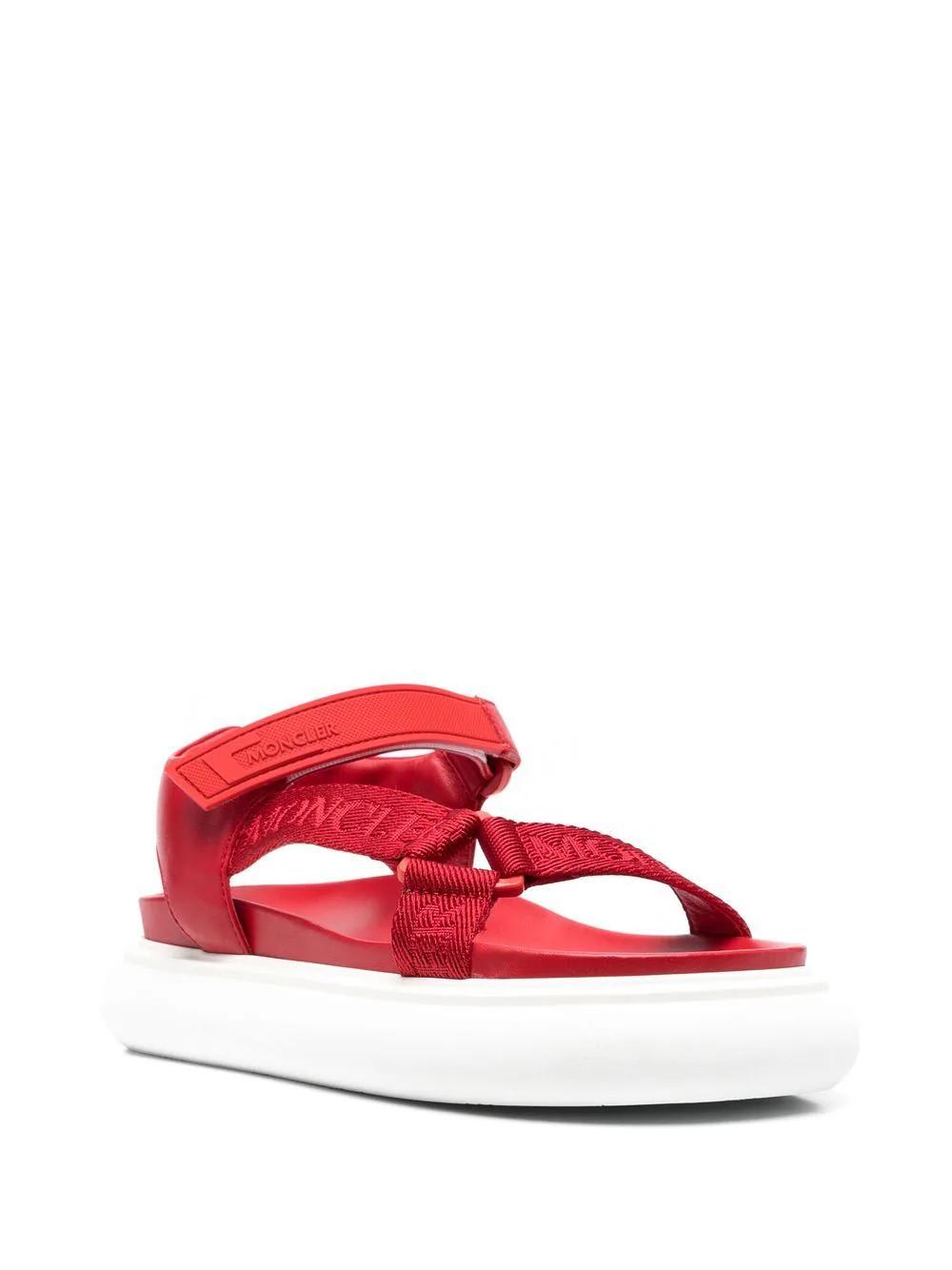 Shop Moncler Multi-strap Flatform Sandal In Red