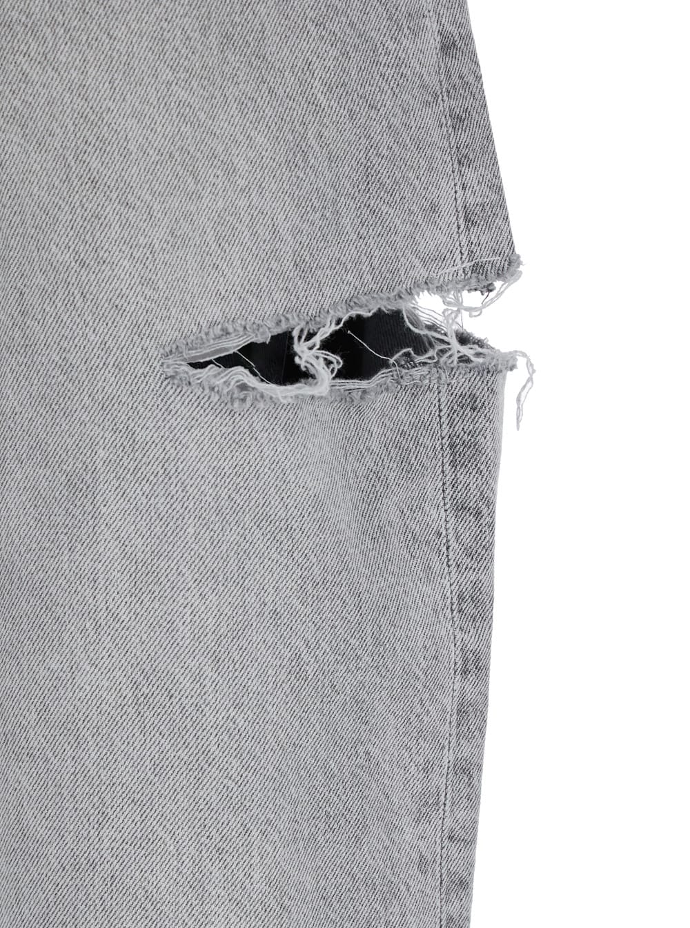 Icon Denim Grey High Waisted Jeans With Ripped Details In Denim Woman In Grey
