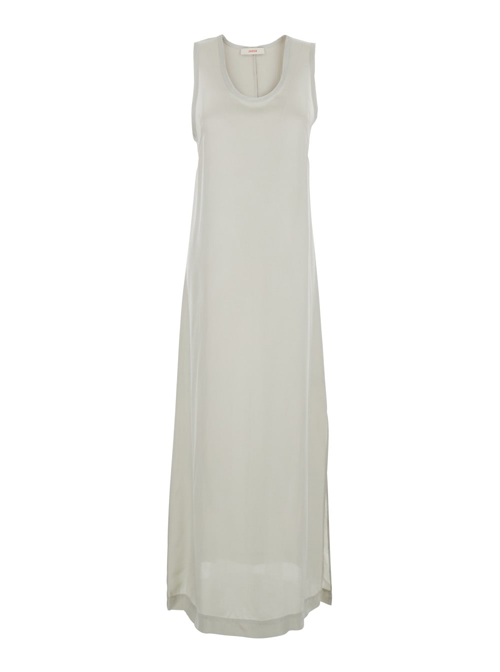 White Long Dress With U-neck And Back Closure In Viscose Blend Woman