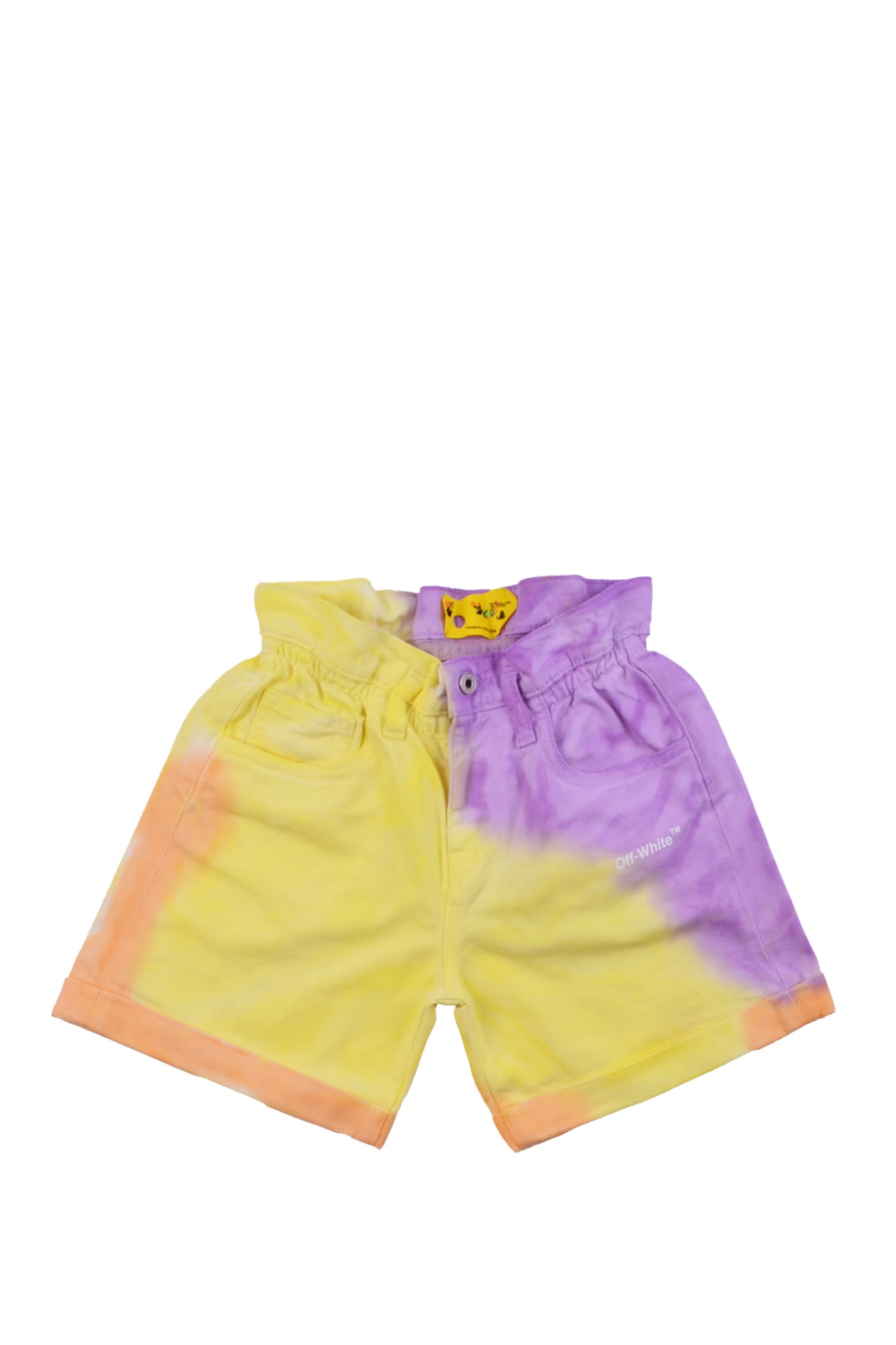 Off-white High-rise Helvetica Tie-dye Shorts In Multicolor