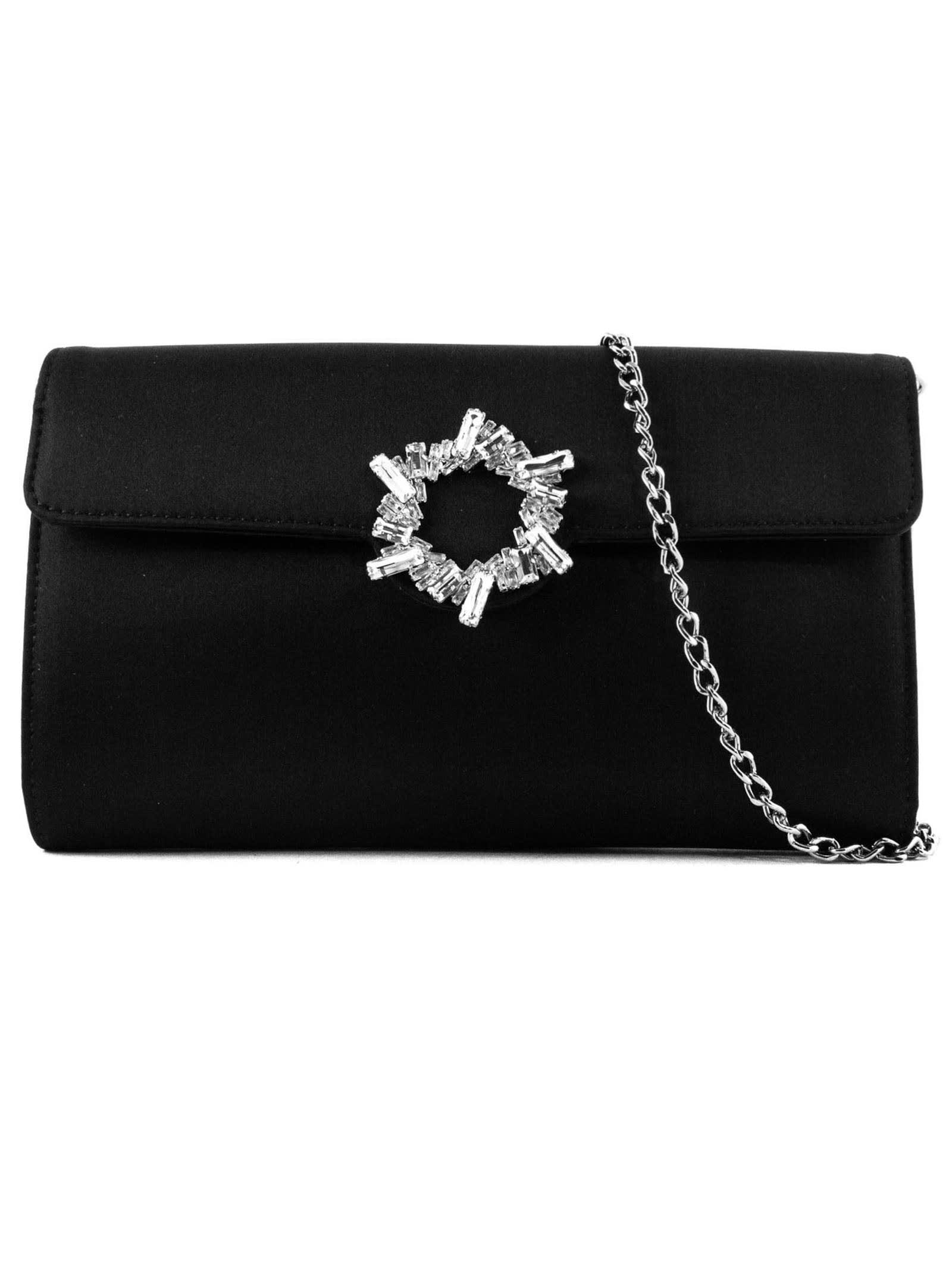 Aldo Castagna Black Satin vanity Jewel Clutch