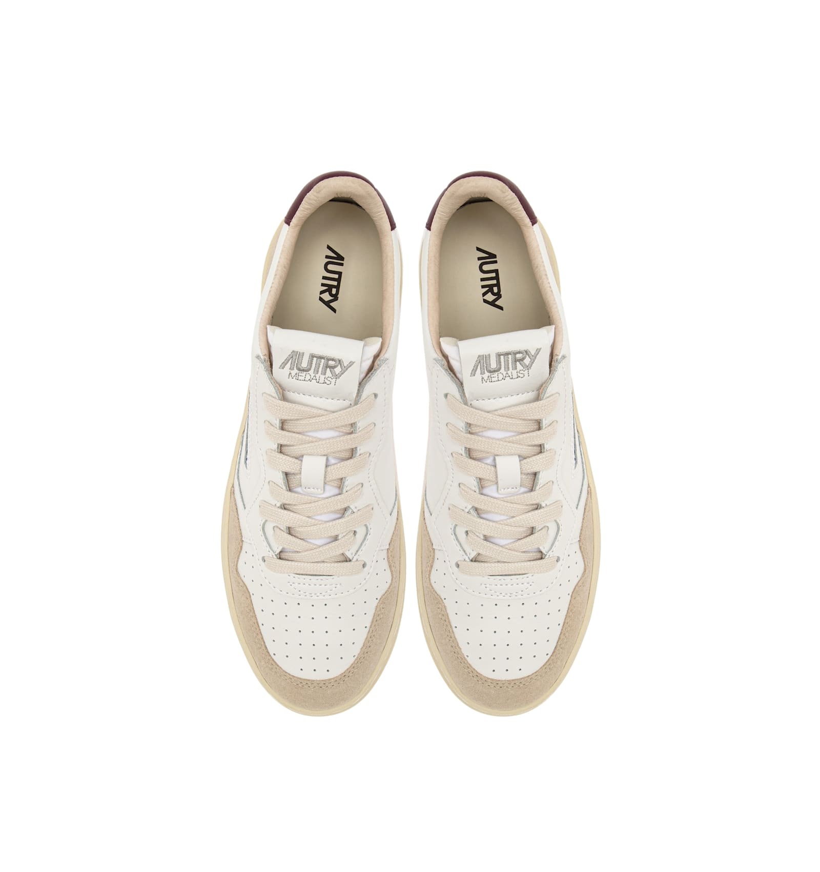 Autry Medalist Low Leat Suede Wht Burgund