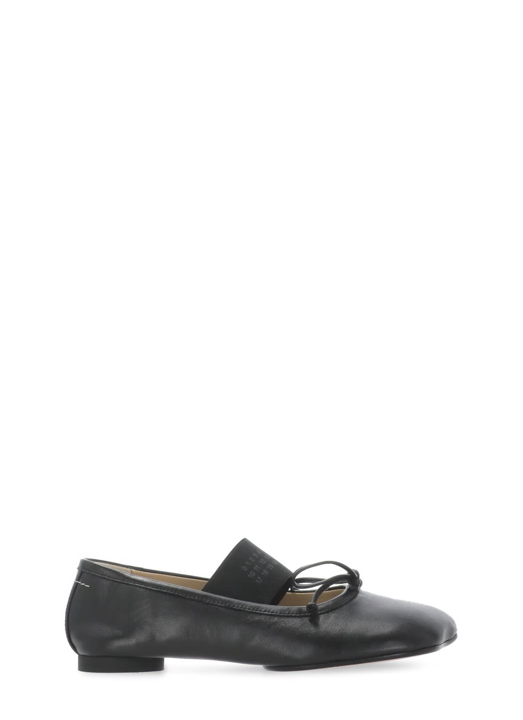 Mm6 Maison Margiela Leather Ballerinas In Black