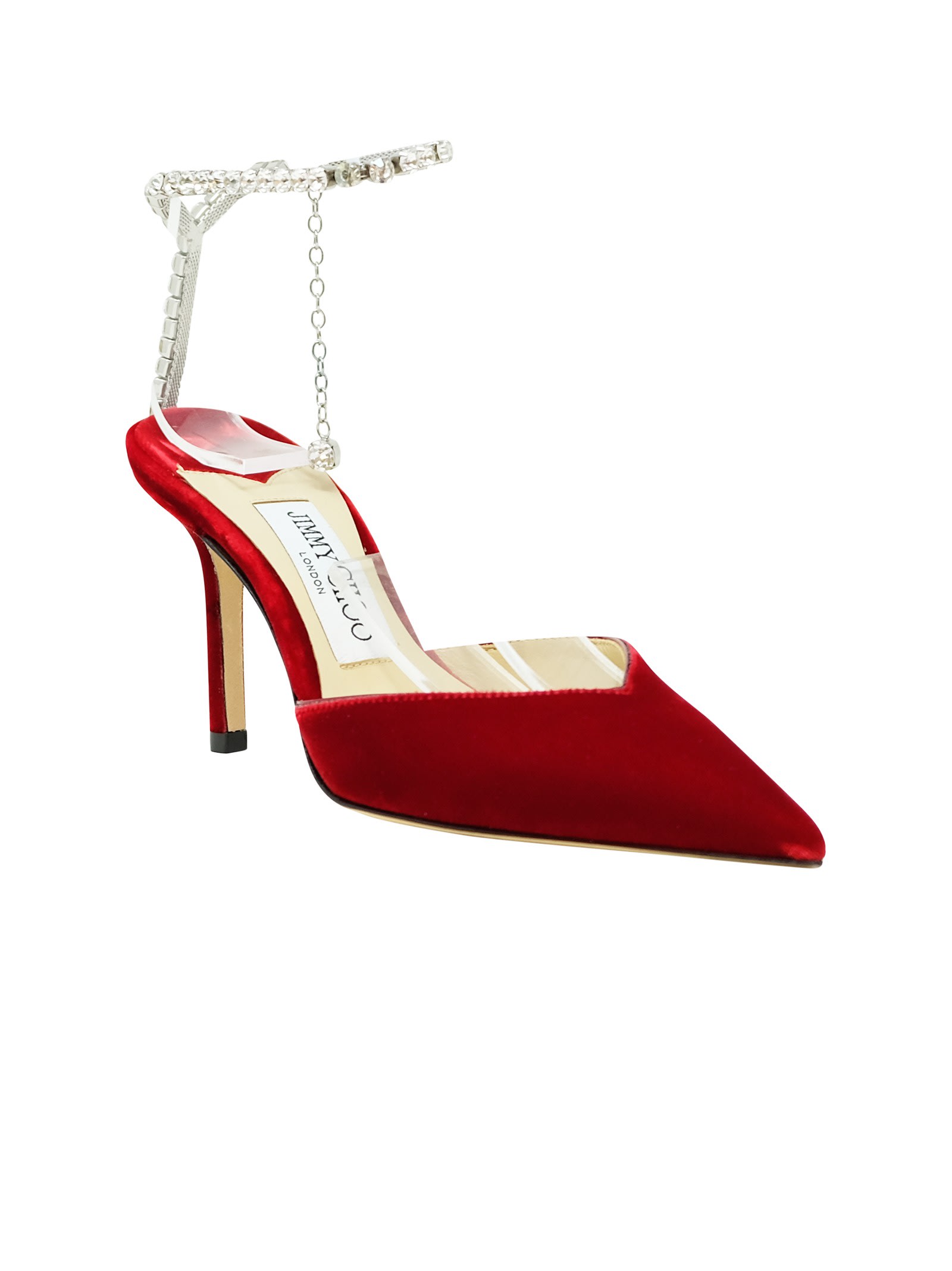 Jimmy Choo Red Velvet Saeda Slingback In Red