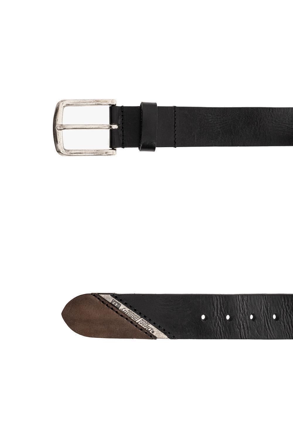 Diesel Logo Detailed Buckle Belt In Nero