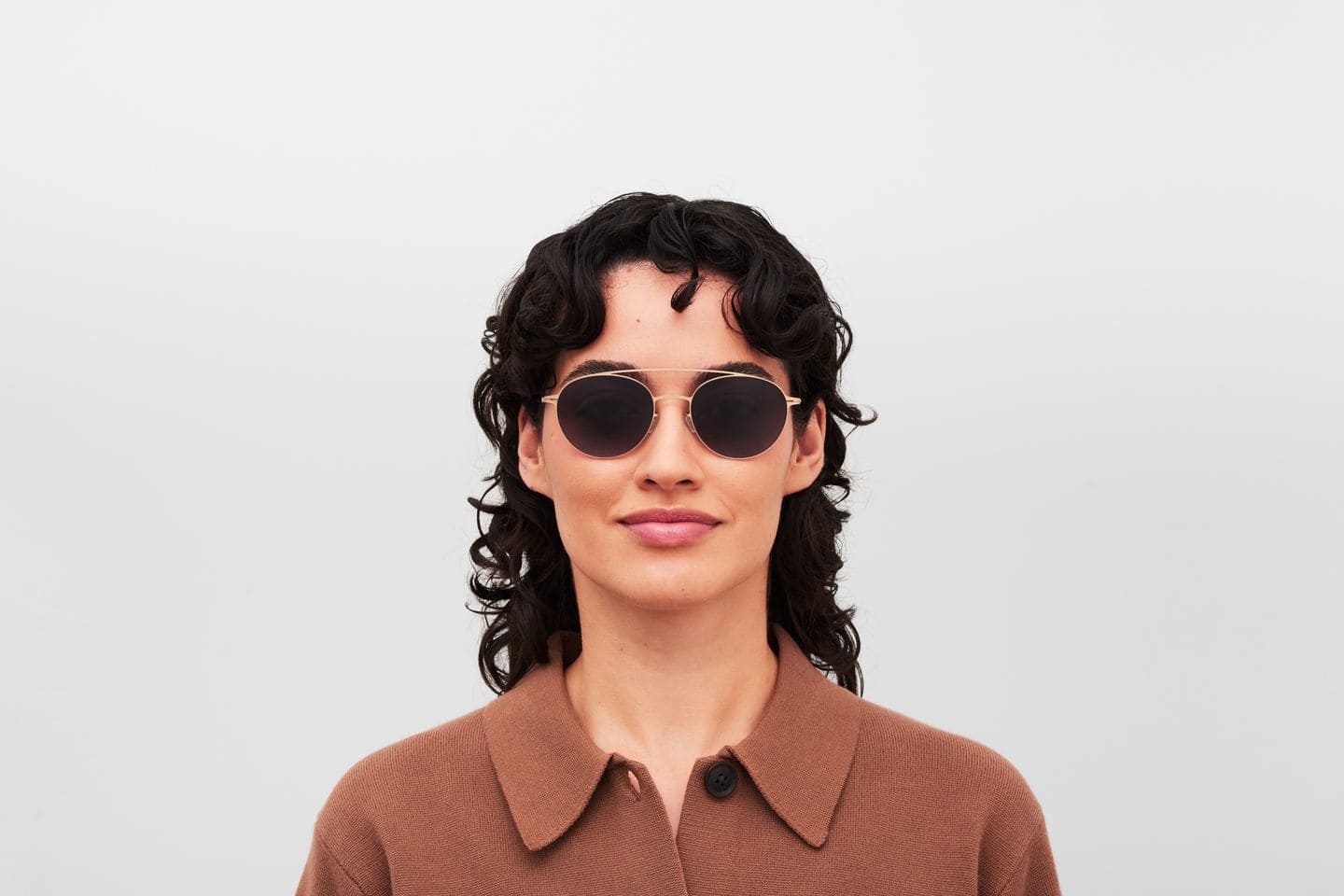 Mykita Reva - Pow1 / Champagne Gold Sunglasses In Brown