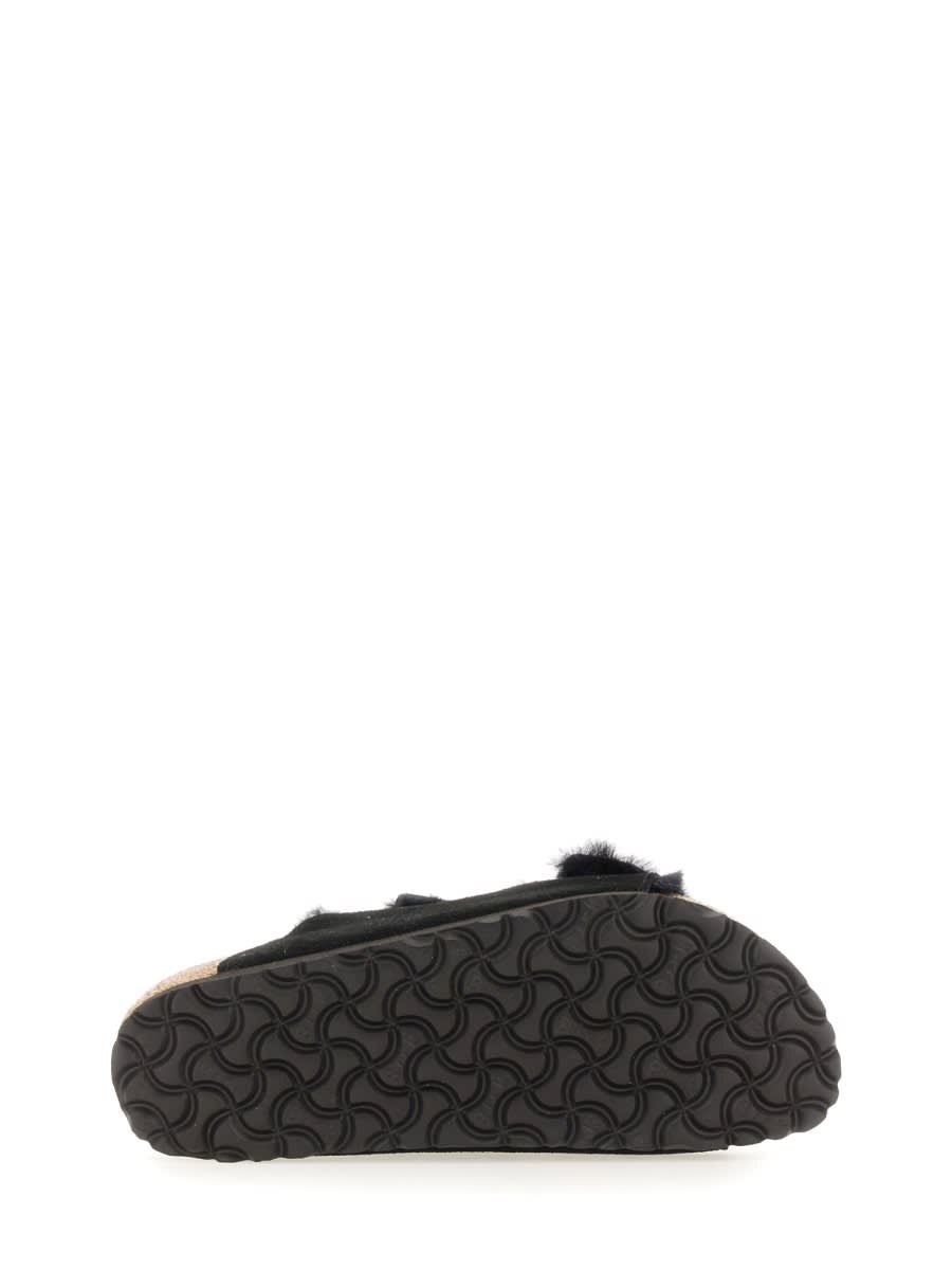 Birkenstock 'arizona' Black Sandals With Logo Lettering On The Buckle In Black