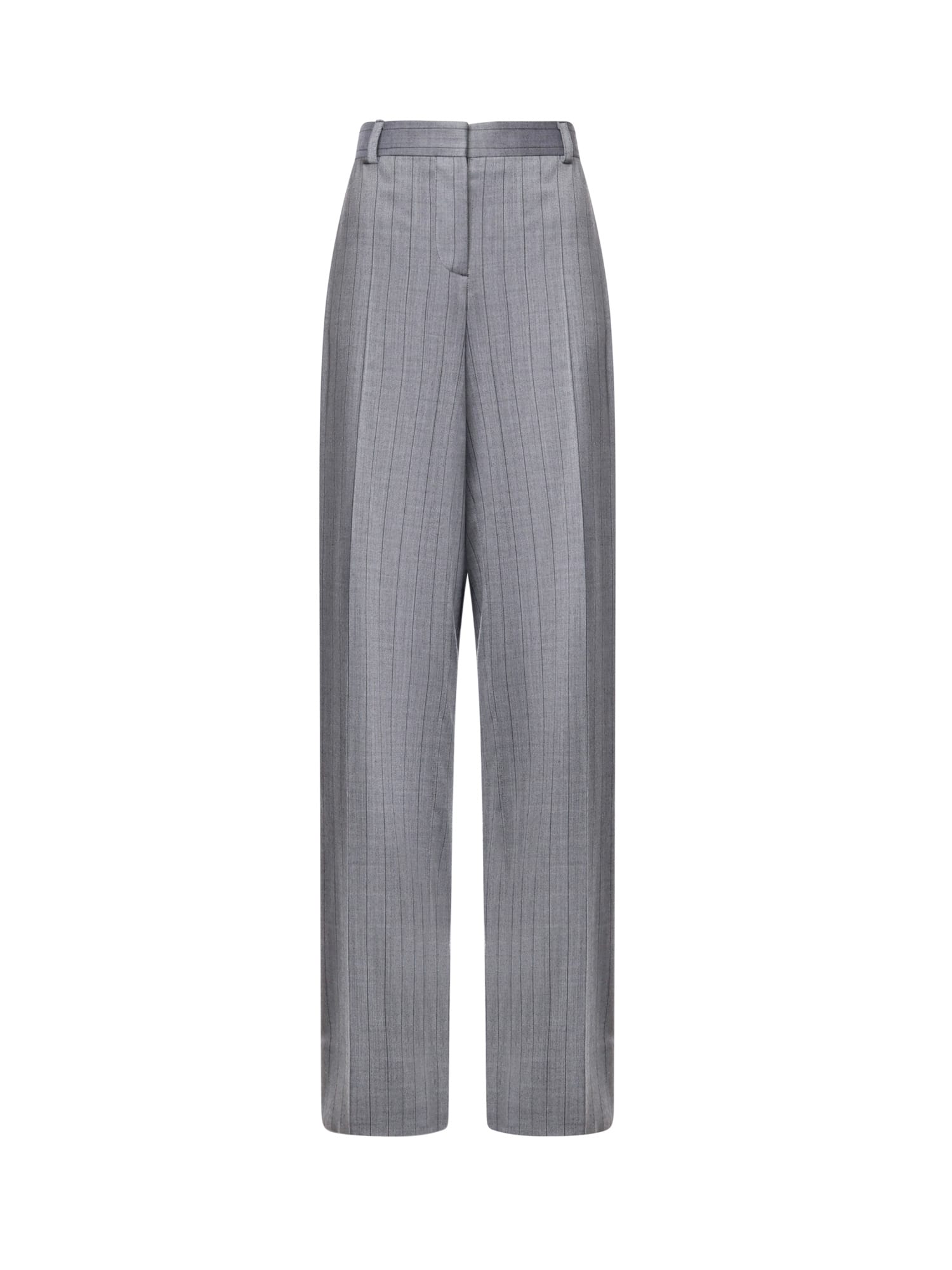 Stella Mccartney Pinstriped Pleated Trousers In Gray