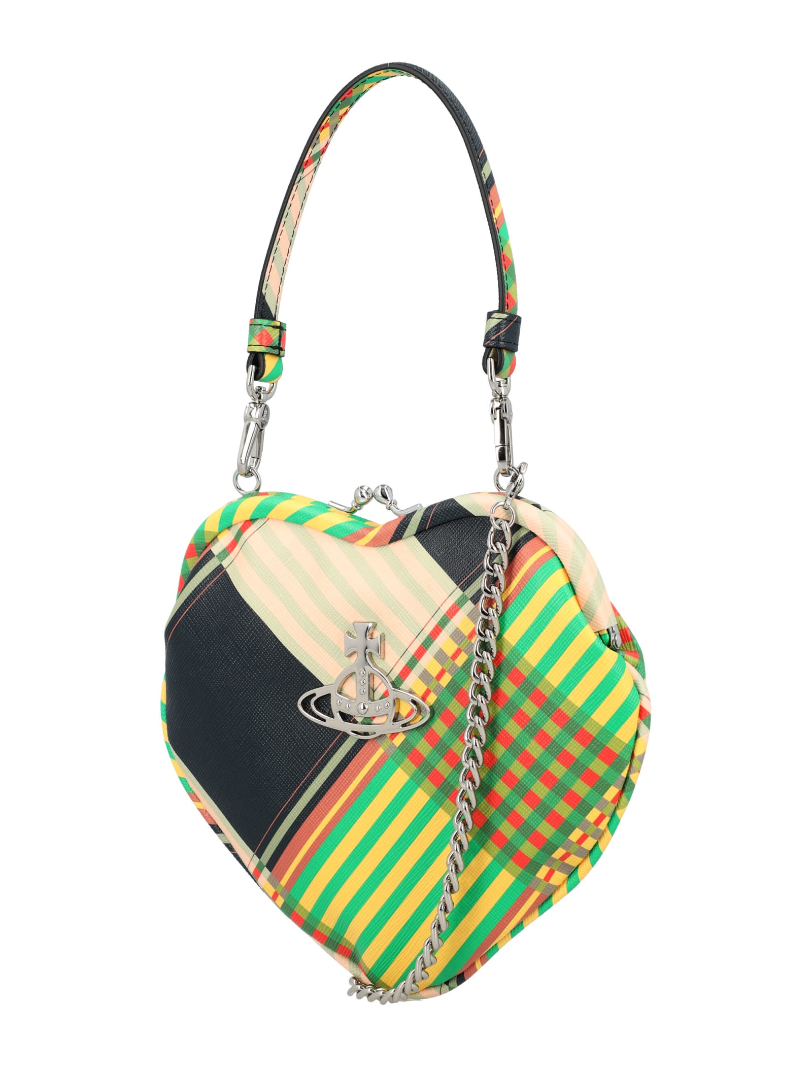 Shop Vivienne Westwood Bella Heart Frame Purse Mini Bag In Combat Tartan