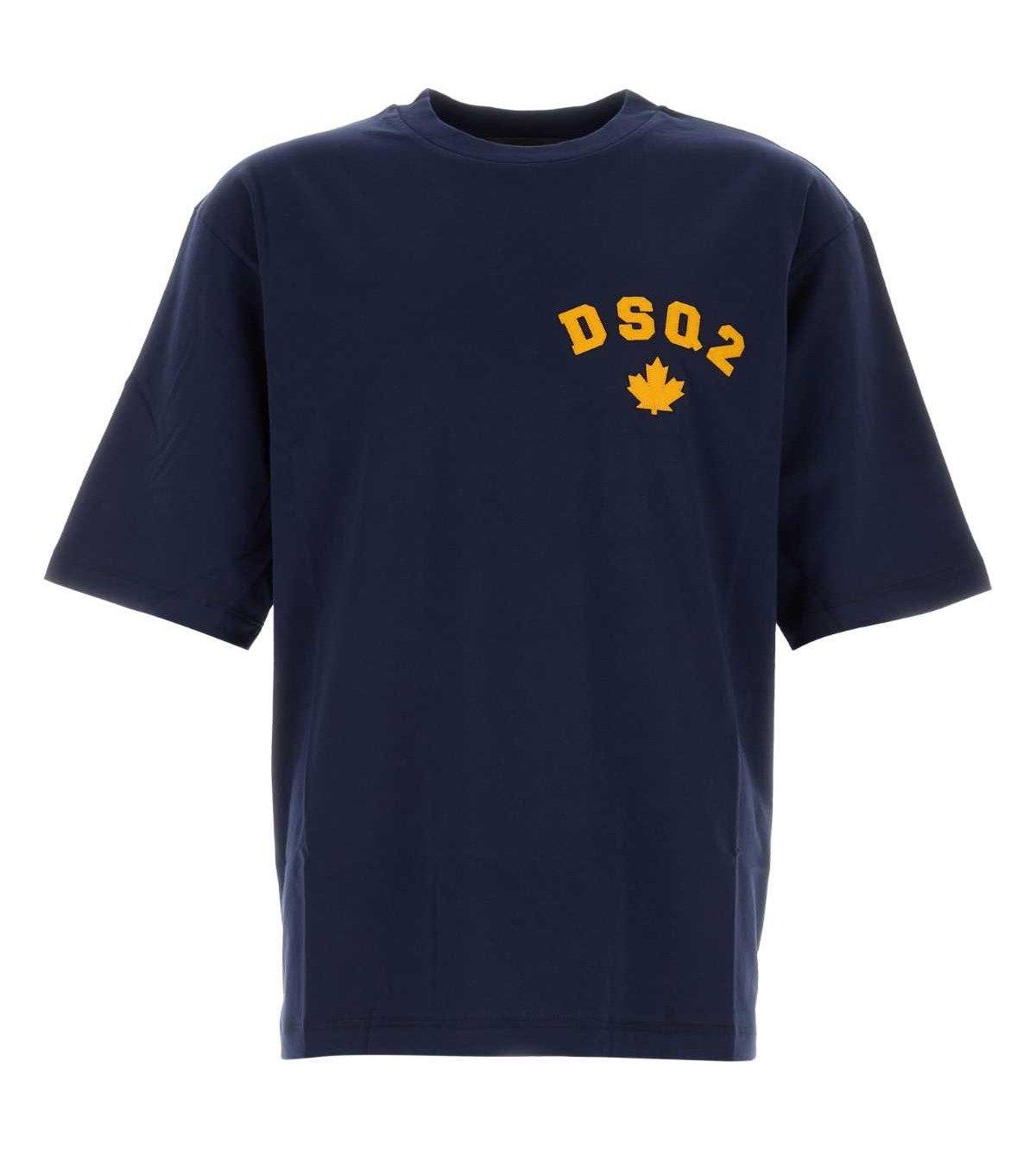 Shop Dsquared2 Logo Printed Crewneck T-shirt In Blue