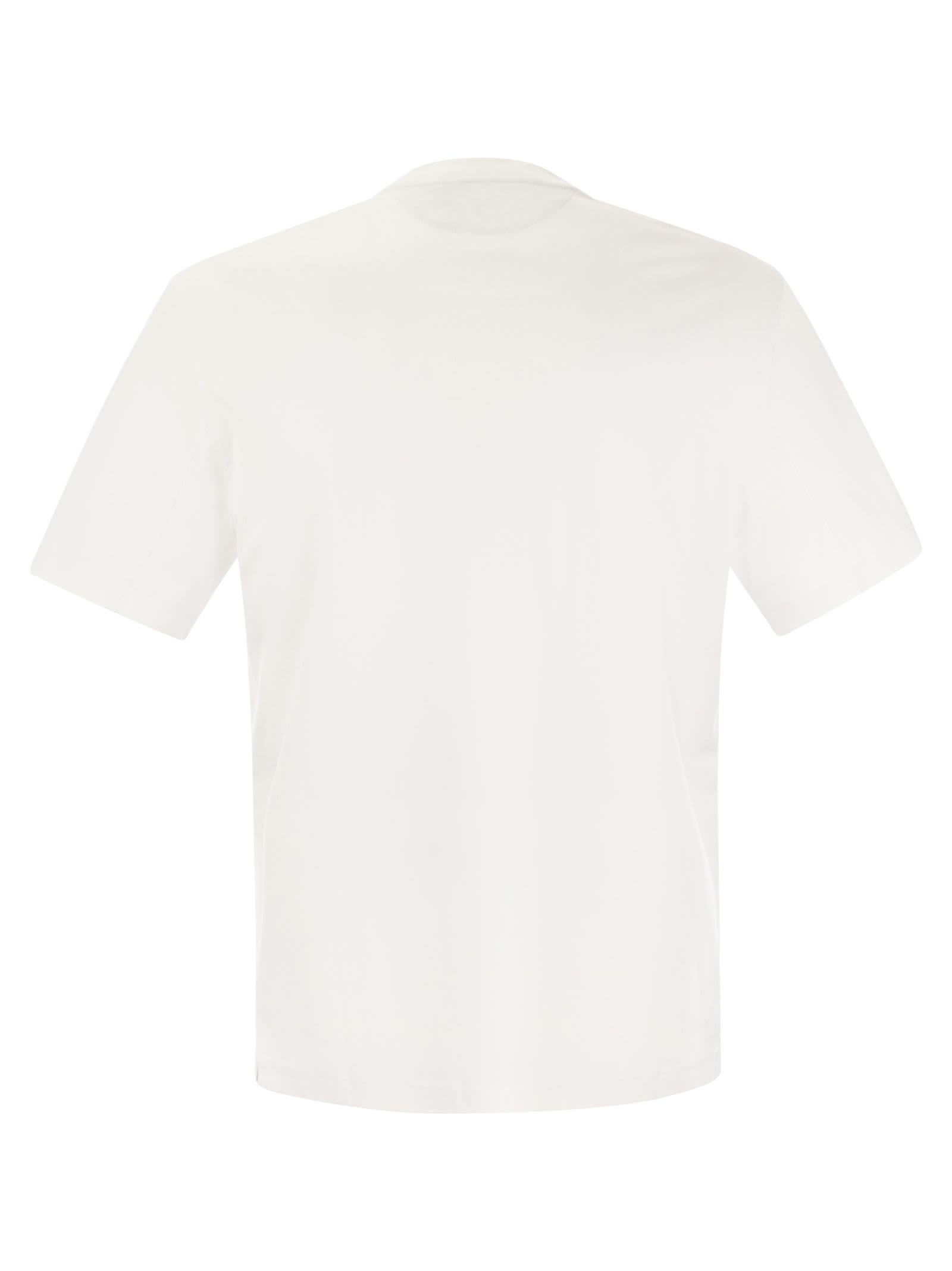 Shop Brunello Cucinelli Crew-neck Basic Fit Cotton Jersey T-shirt With Print In White