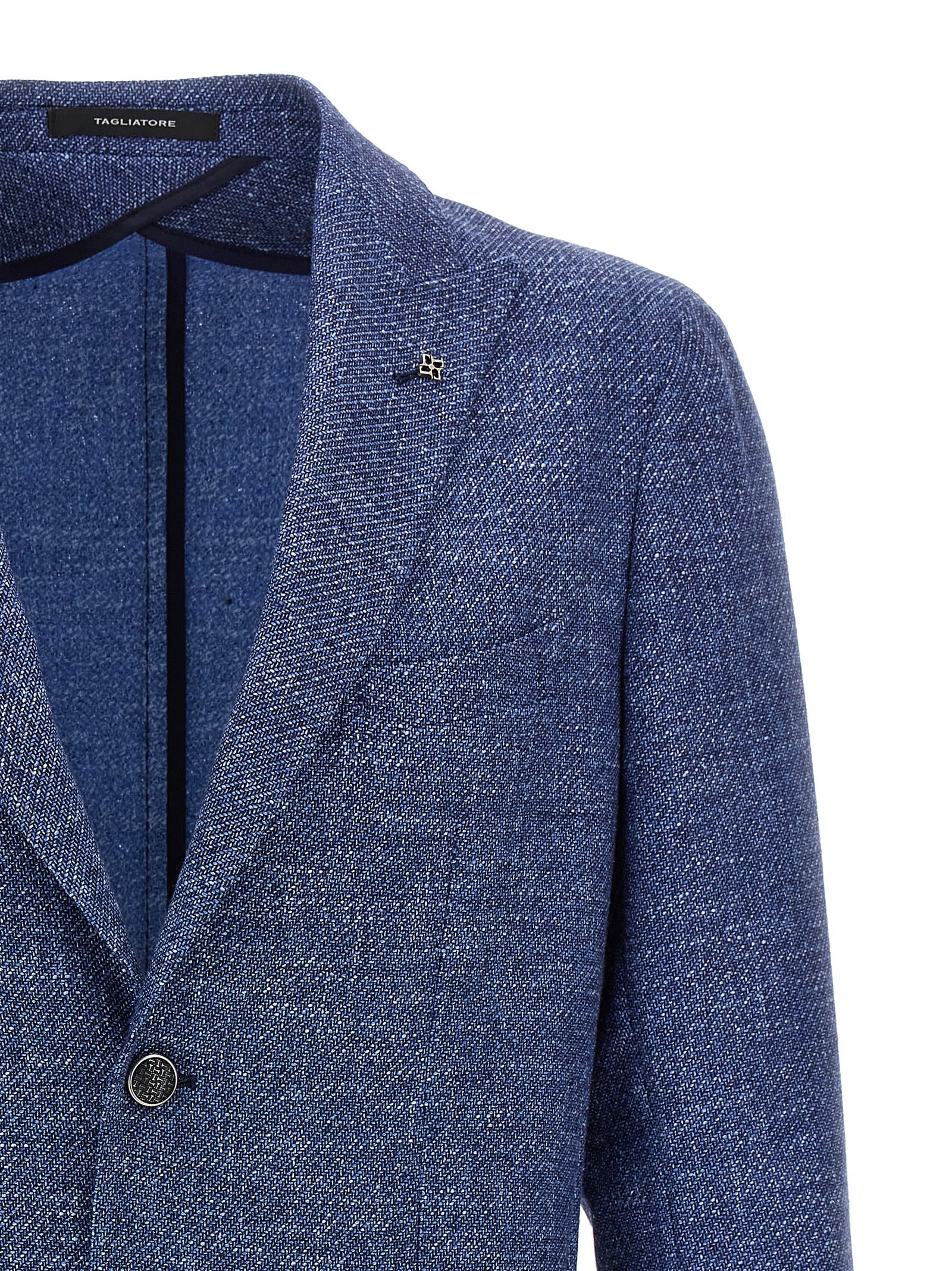 Tagliatore Unstructured Single-breasted Jacket In Light Blue