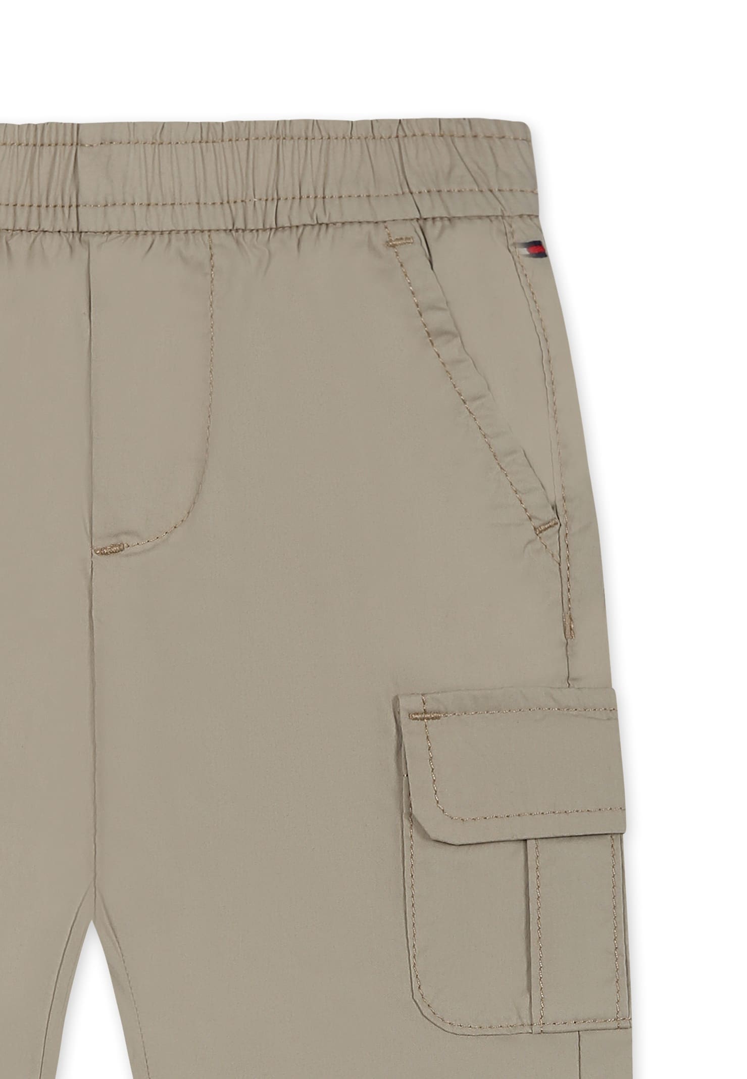 Tommy Hilfiger Beige Trousers For Baby Boy With Flag In Beige