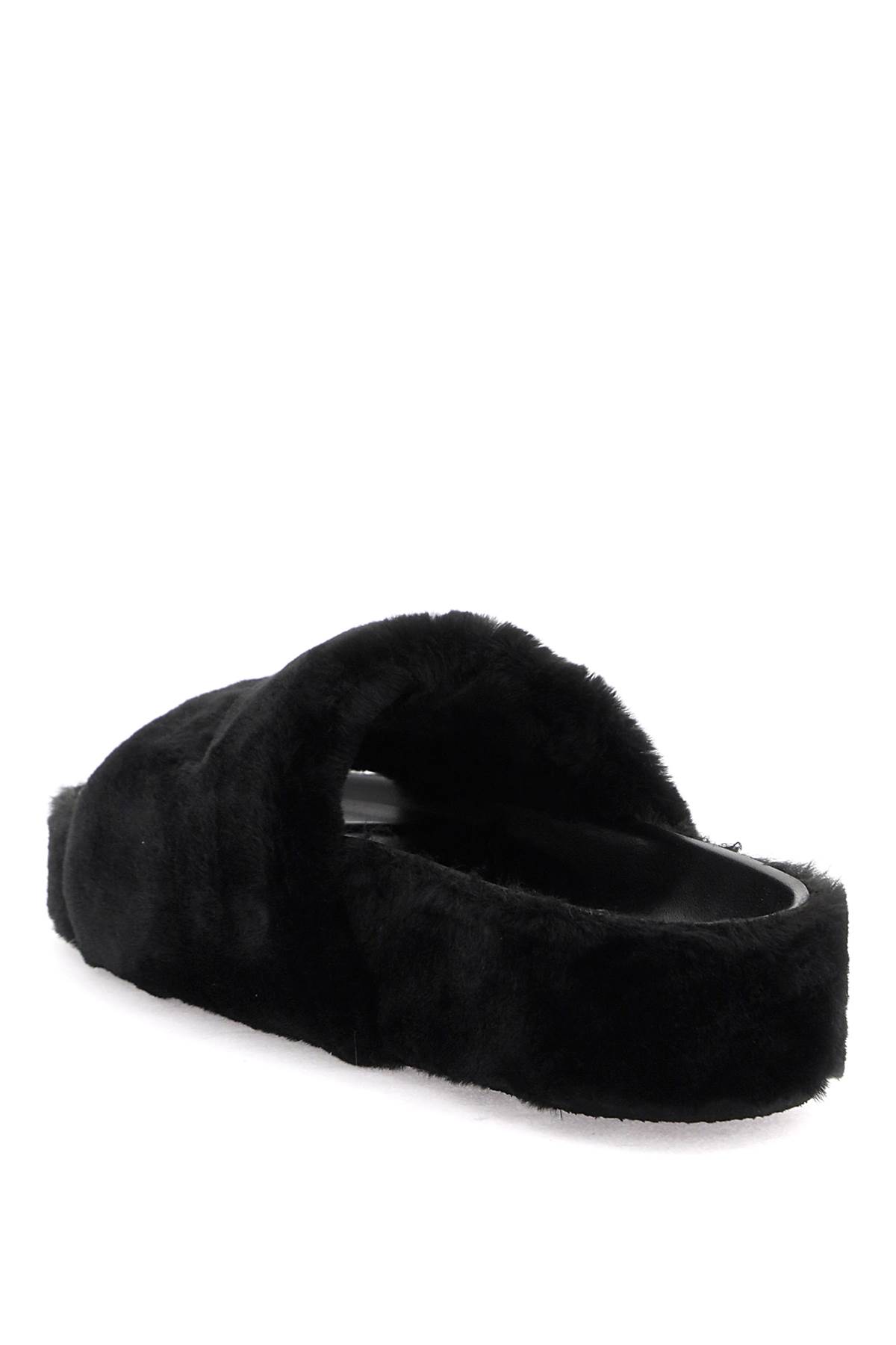 Shop Stella Mccartney Faux Fur Slides In Black (black)