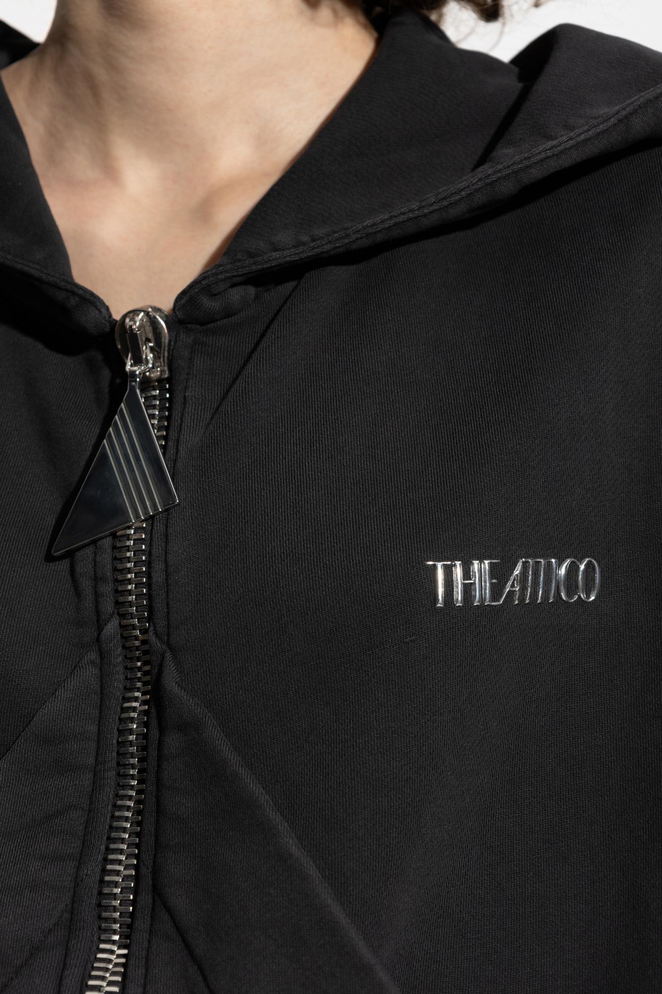 Attico Front-zip Cotton Hoodie In Black