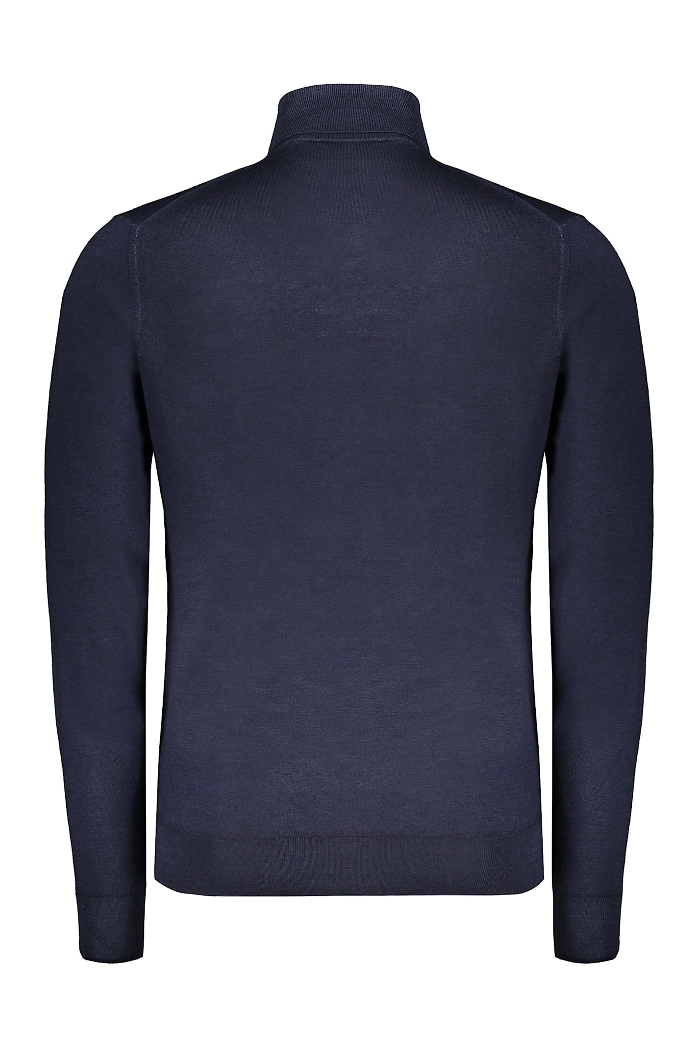 Moorer Dark Blue Sweater With A High Elegant Collar In Multi