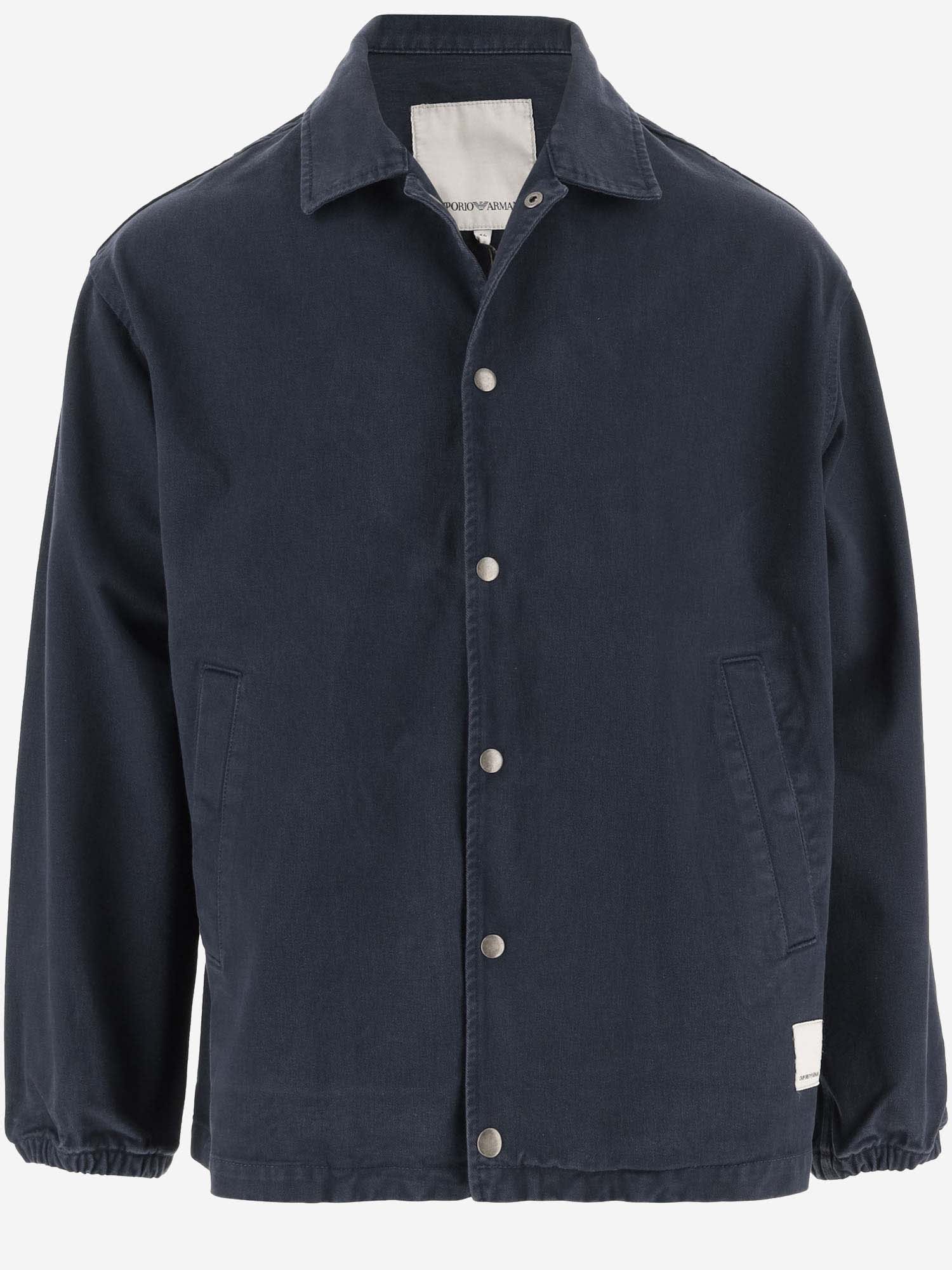 Shop Emporio Armani Cotton Jacket With Logo In Blue