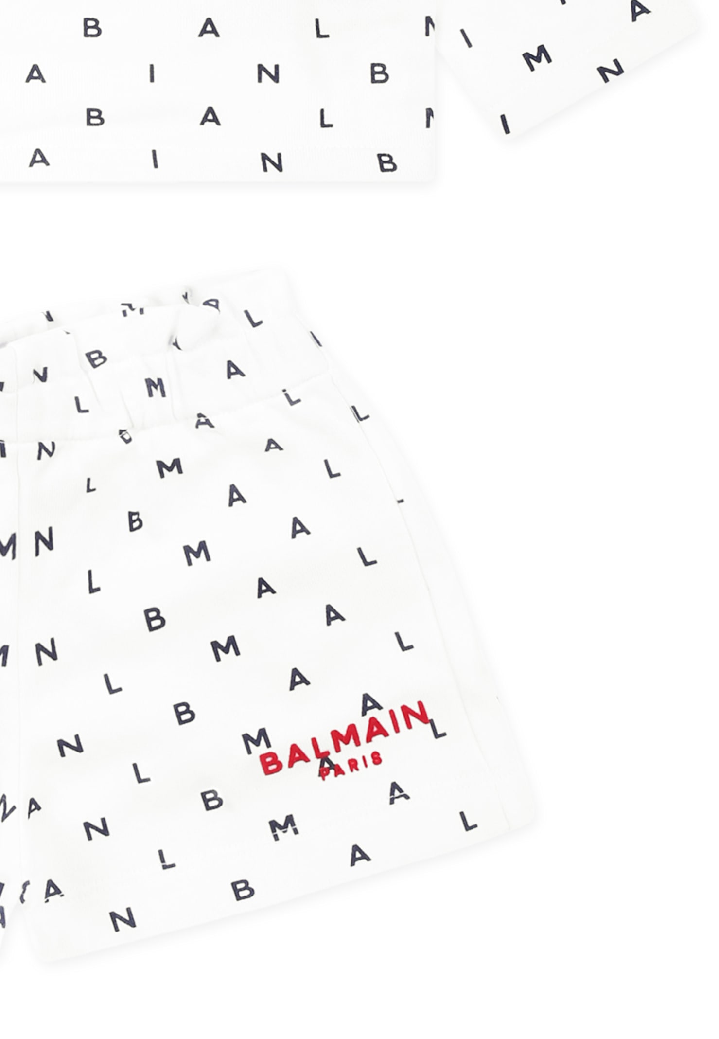 Balmain White Suit For Baby Girl With Logo In White