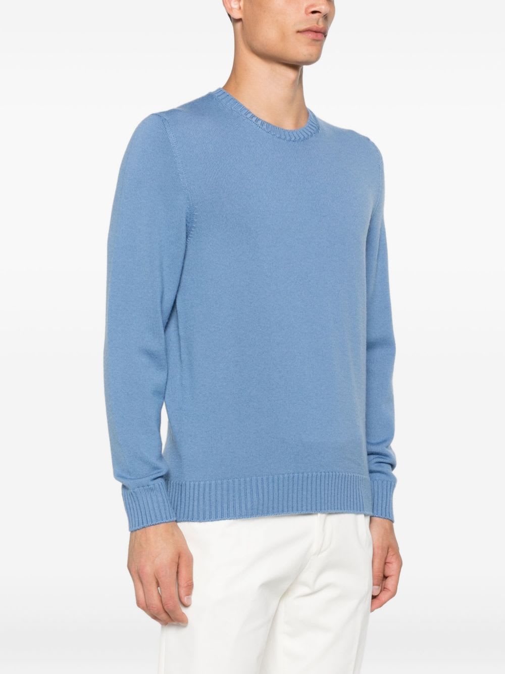 Drumohr Long Sleeve Crew-neck Sweater In Blue