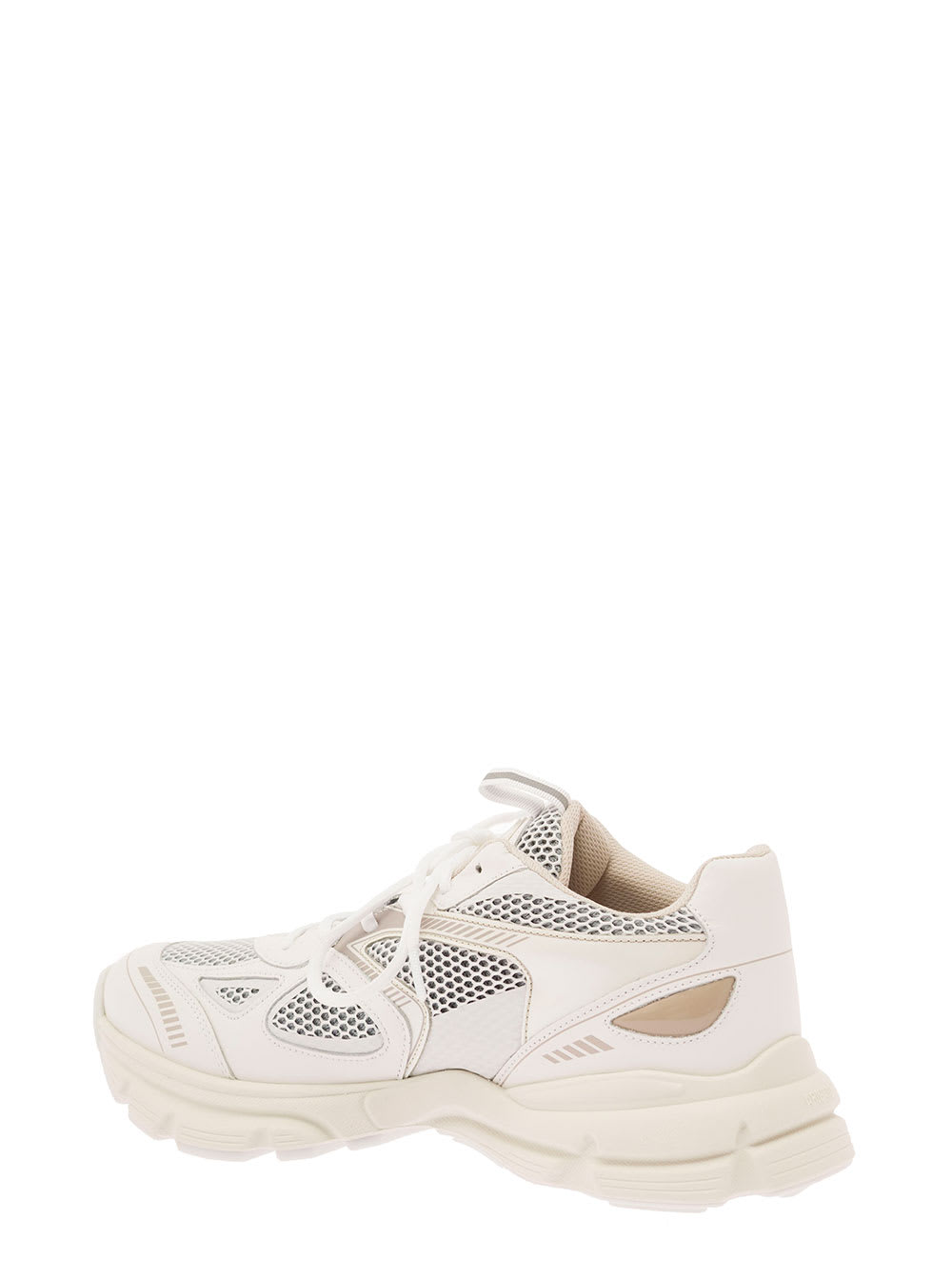 Shop Axel Arigato Marathon Runner White Low Top Sneakers With Reflective Details In Leather Blend Man