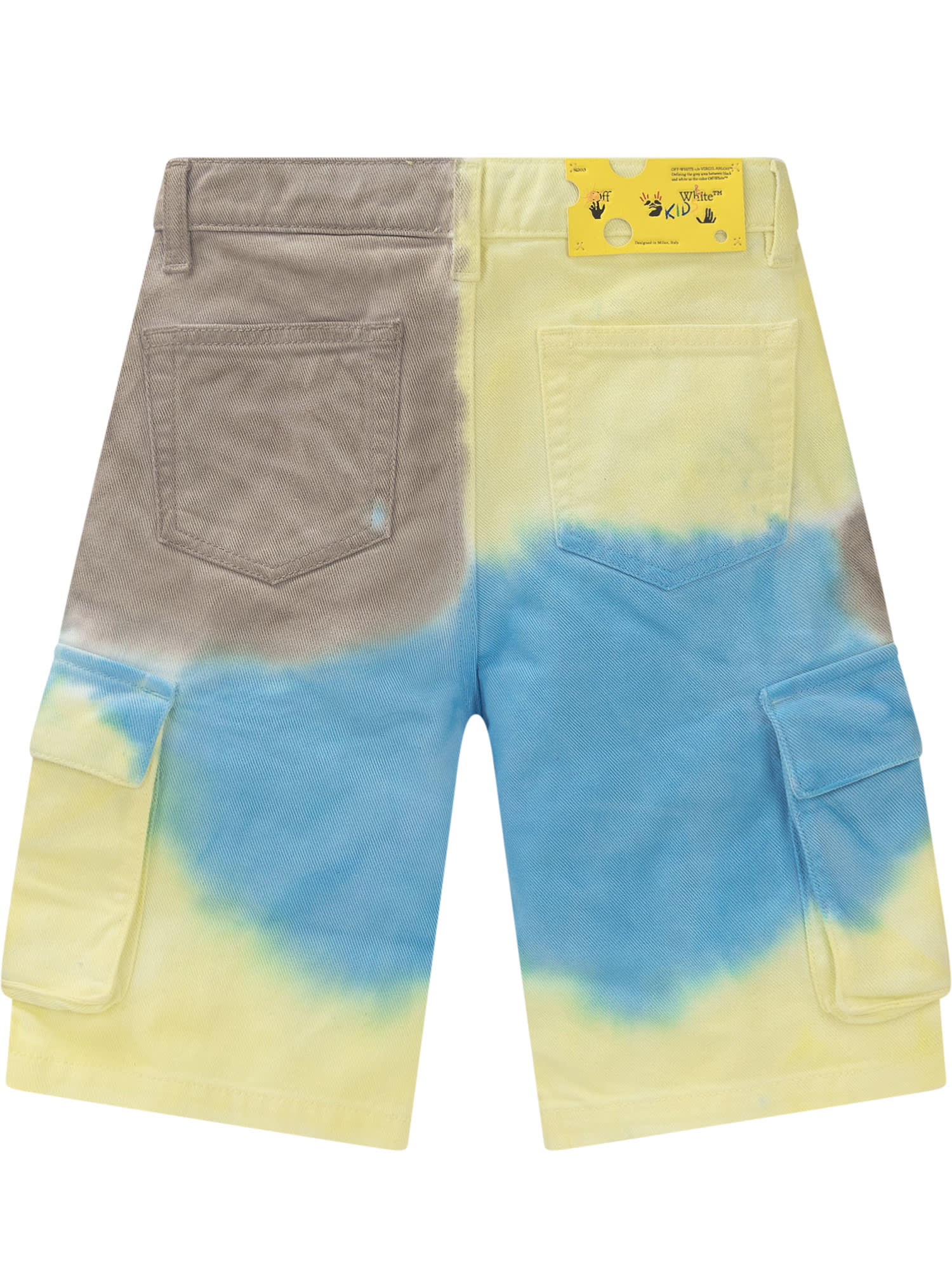 Shop Off-white Tie-dye Cargo Shorts In Sprayed Wh