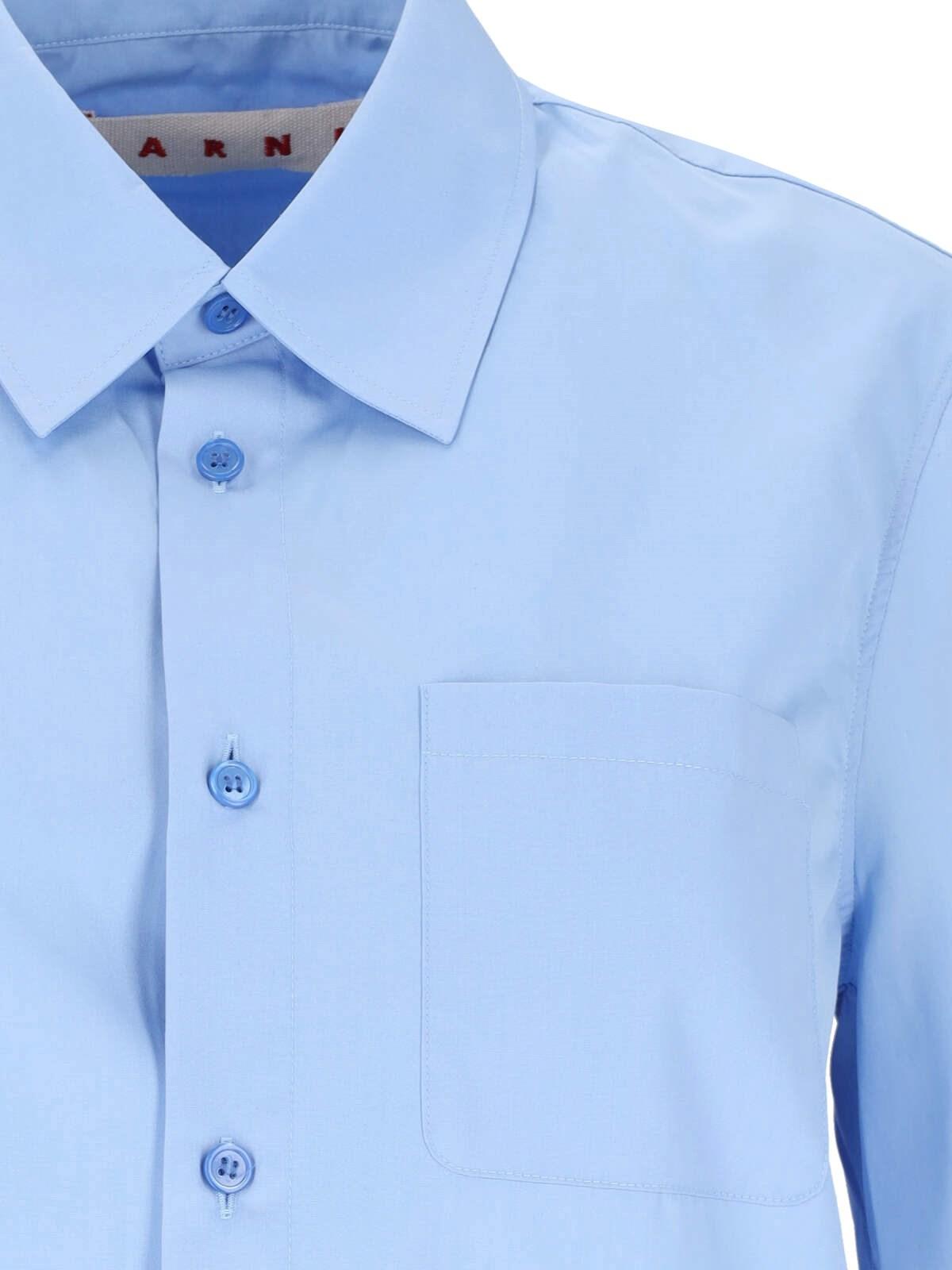 Shop Marni Cropped Shirt In Iris Blue