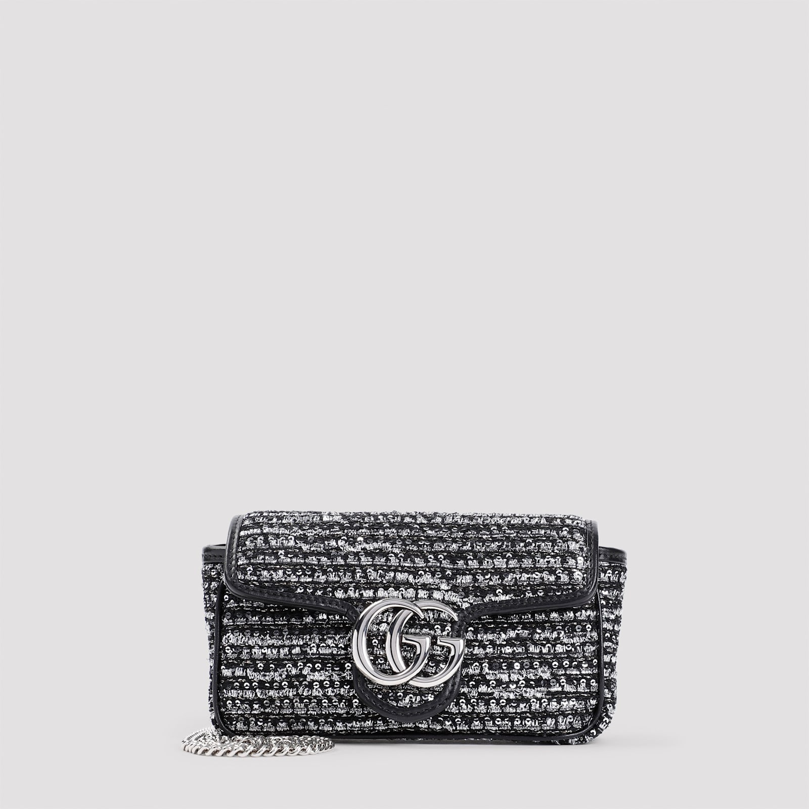 Shop Gucci Supermini Gg Marmont 2.0 Bag In Black Silver