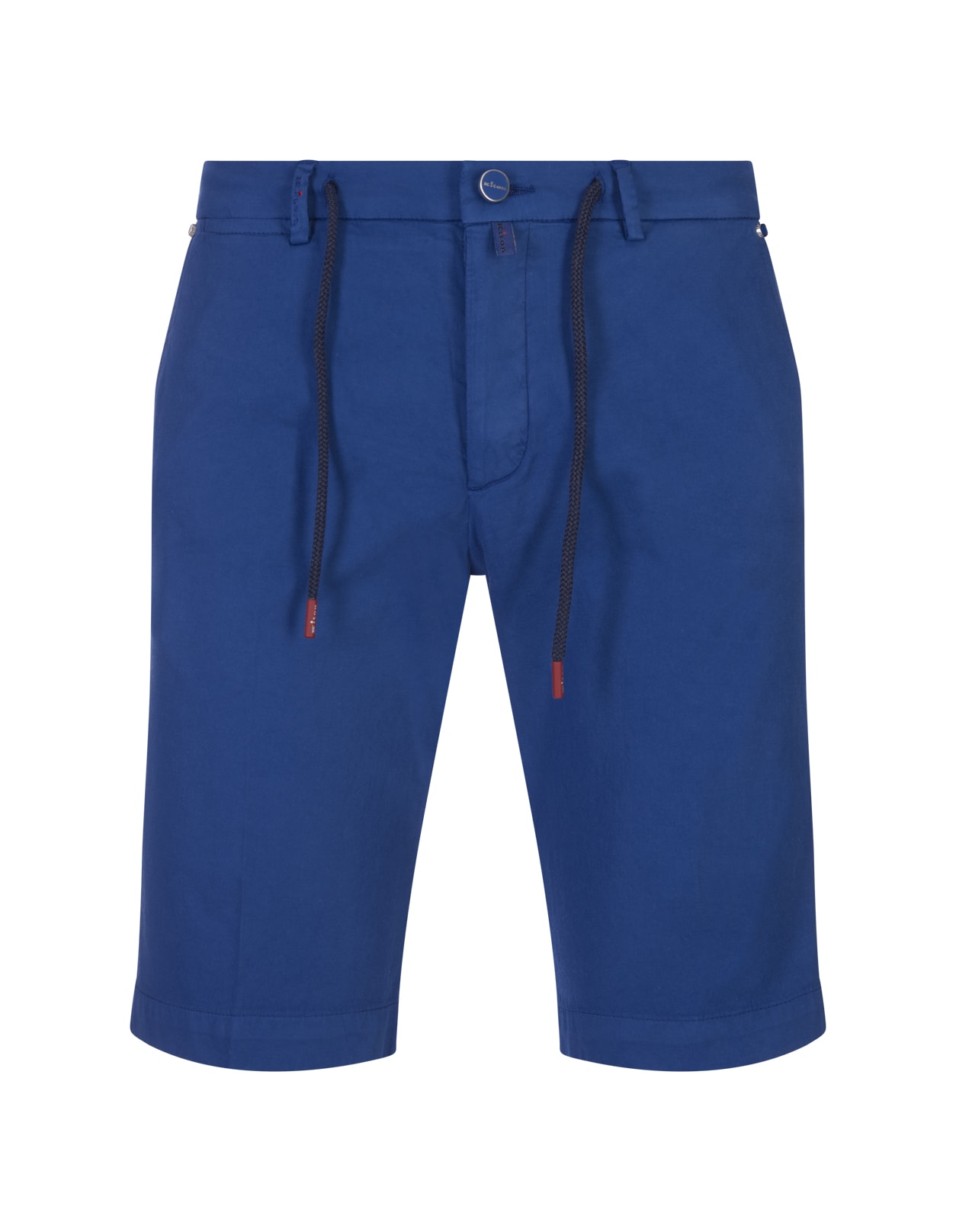 Shop Kiton Cobalt Blue Bermuda Shorts With Drawstring