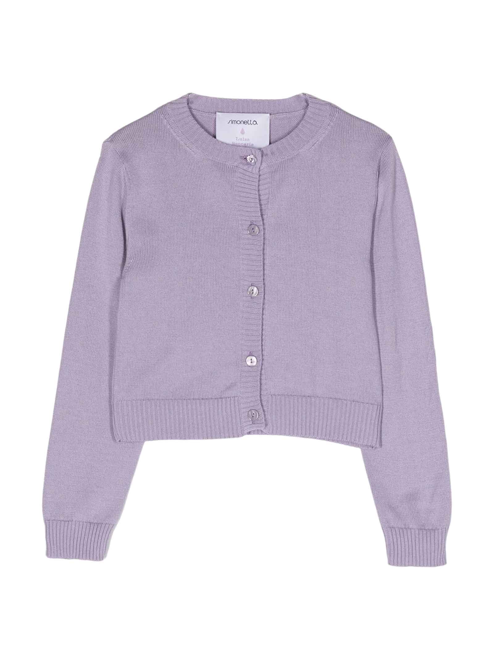 Simonetta Purple Cardigan For Girl In Lilla