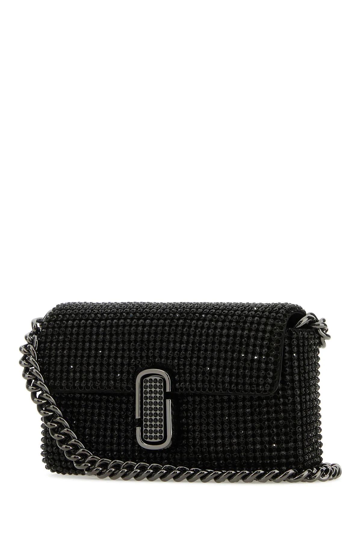 Shop Marc Jacobs Embellished Fabric Mini J Marc Shoulder Bag In Black