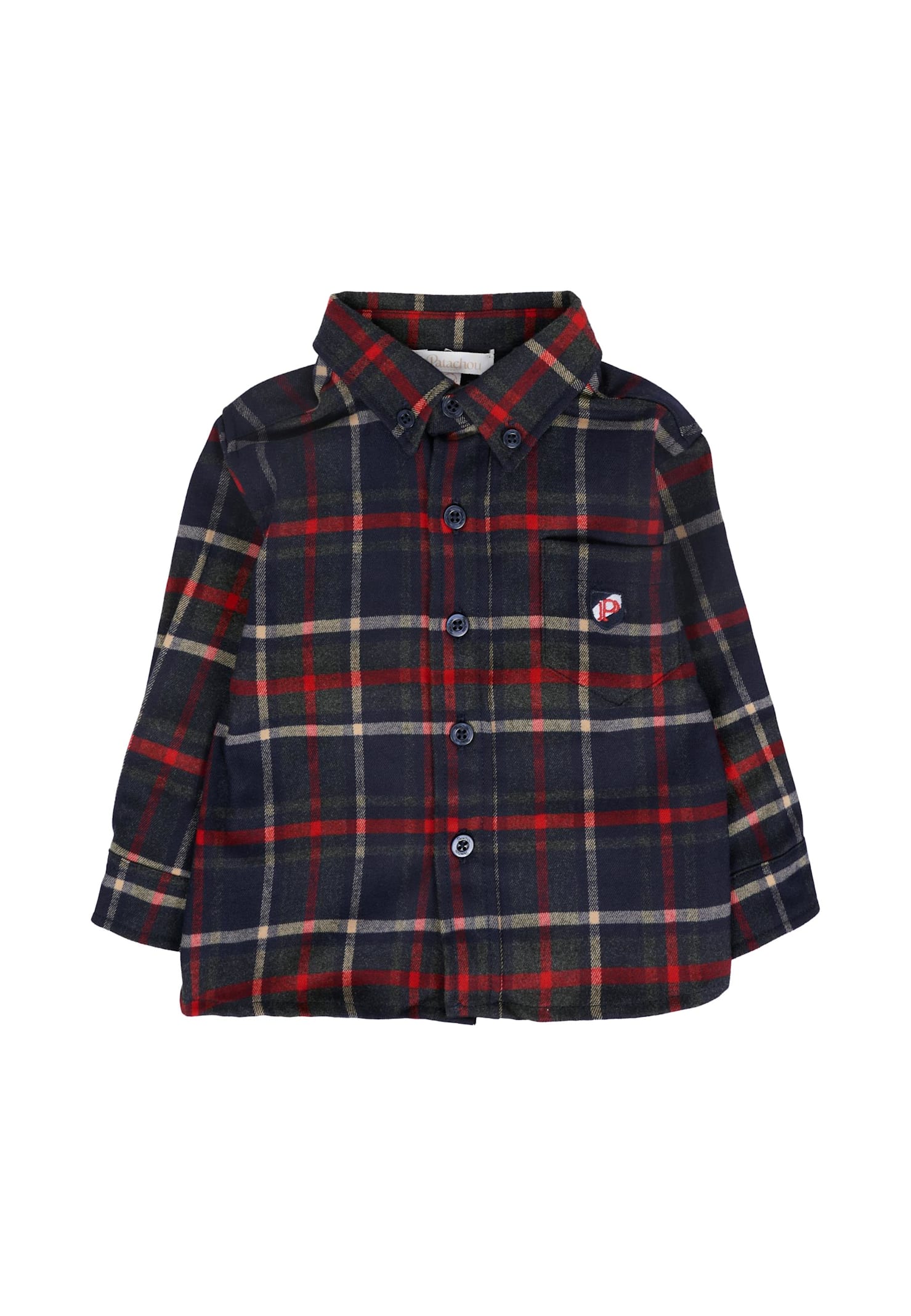 Patachou Blue Shirt For Boy With Patch In Multi