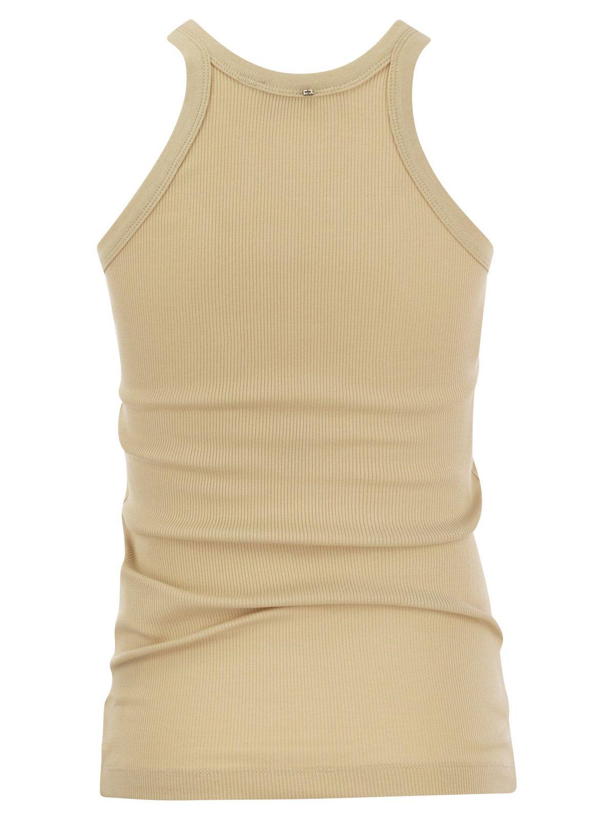 Shop Sportmax Ribbed Sleeveless Top In Flesh-colored