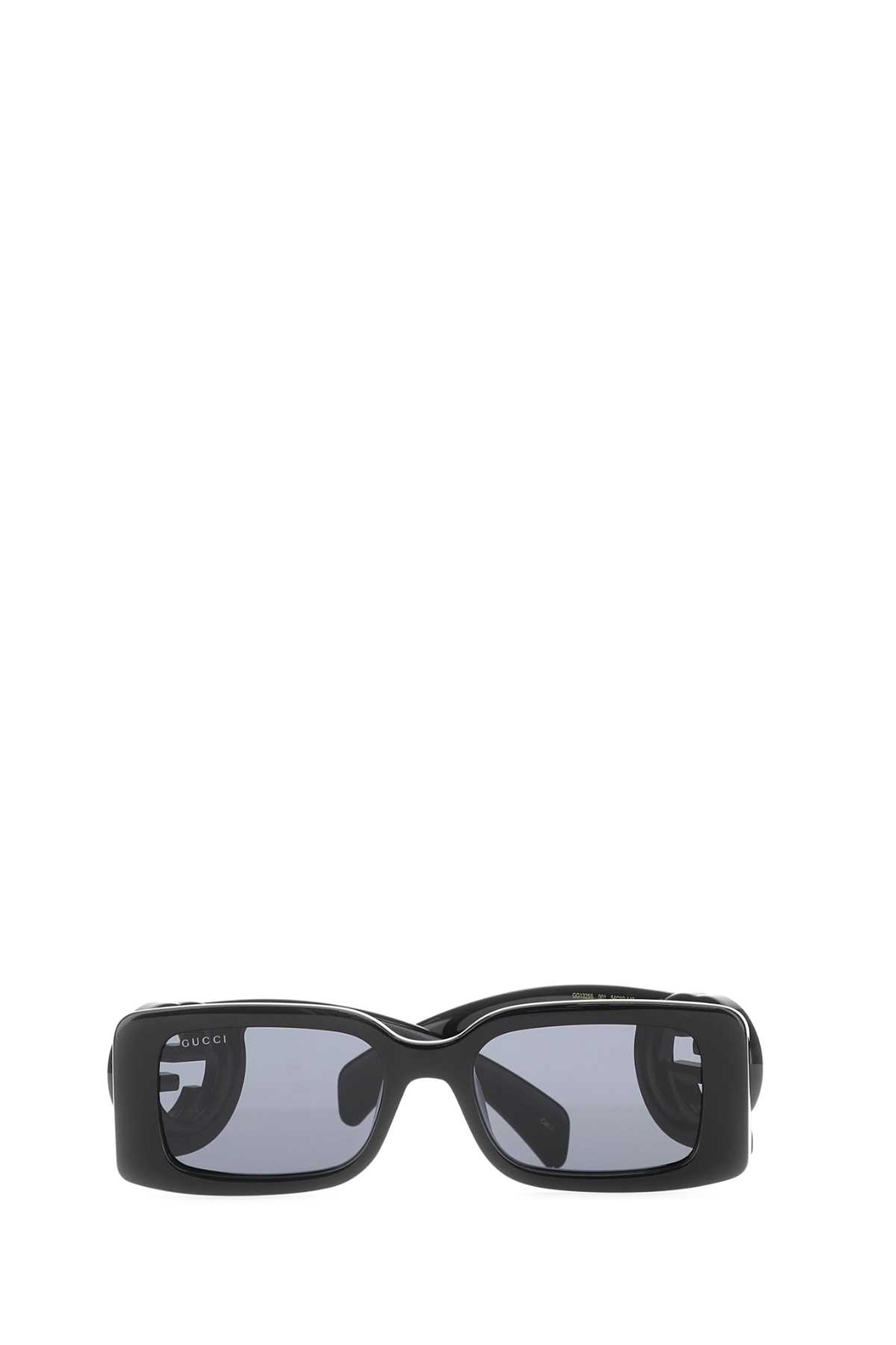 Gucci Rectangular Sunglasses With Cut-out Gg Detailing In Gray