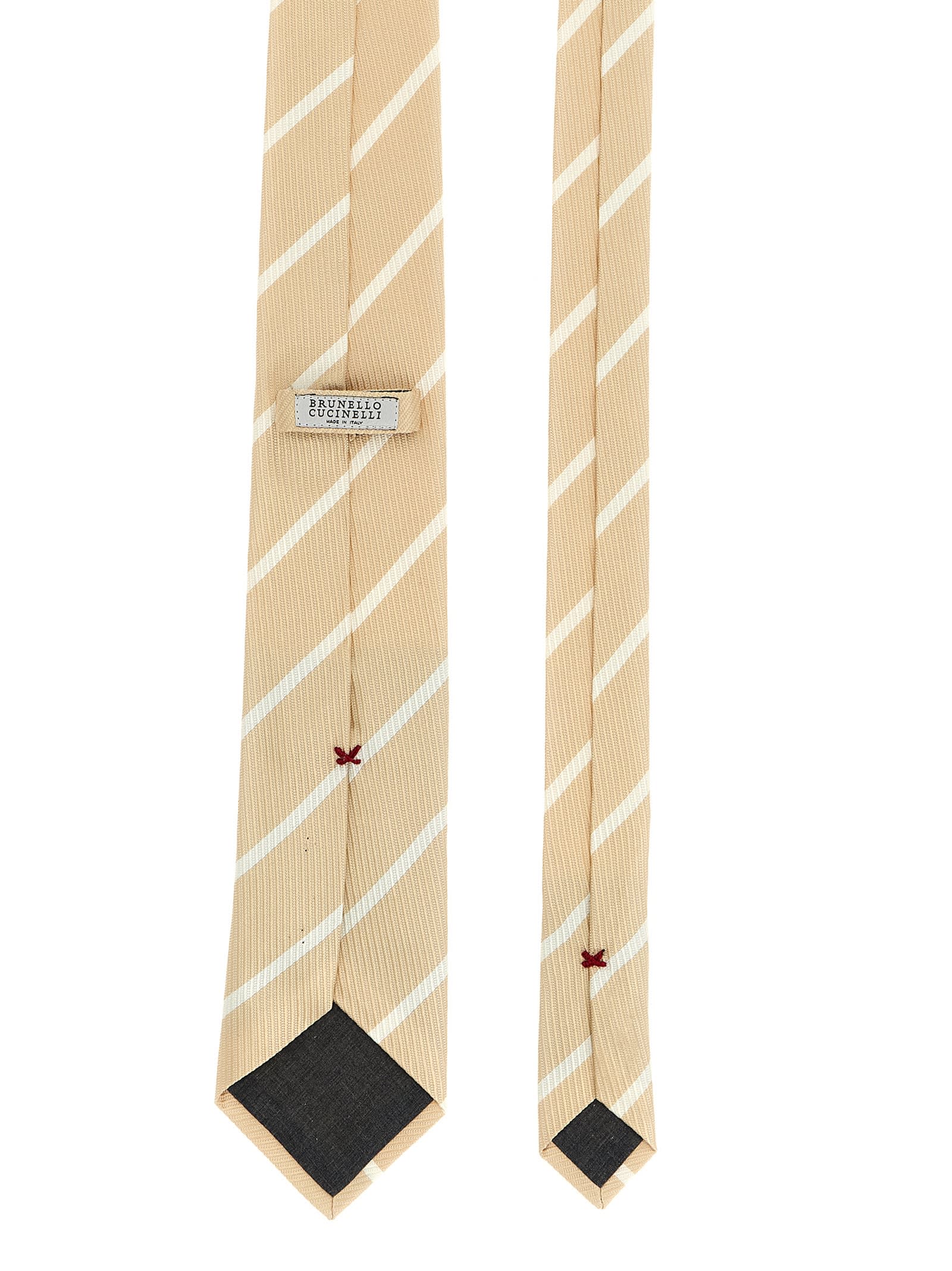 Brunello Cucinelli Silk Tie Ties And Papillon Beige In Neutral