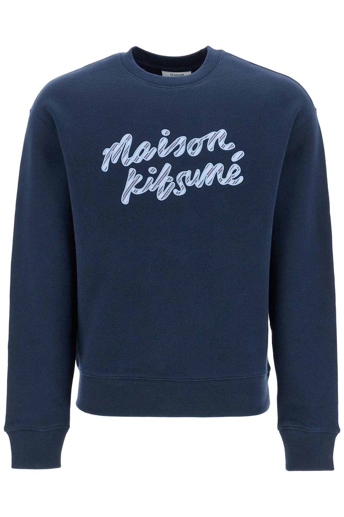 Maison Kitsuné Navy Blue Striped Cotton Sweatshirt