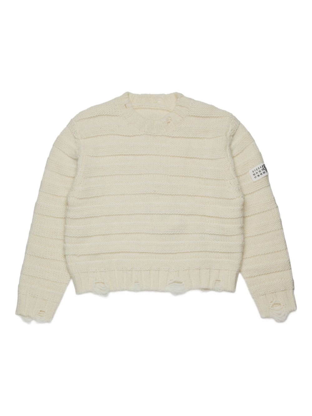 Mm6 Maison Margiela Kids Sweater With Logo Appliqué In Neutral
