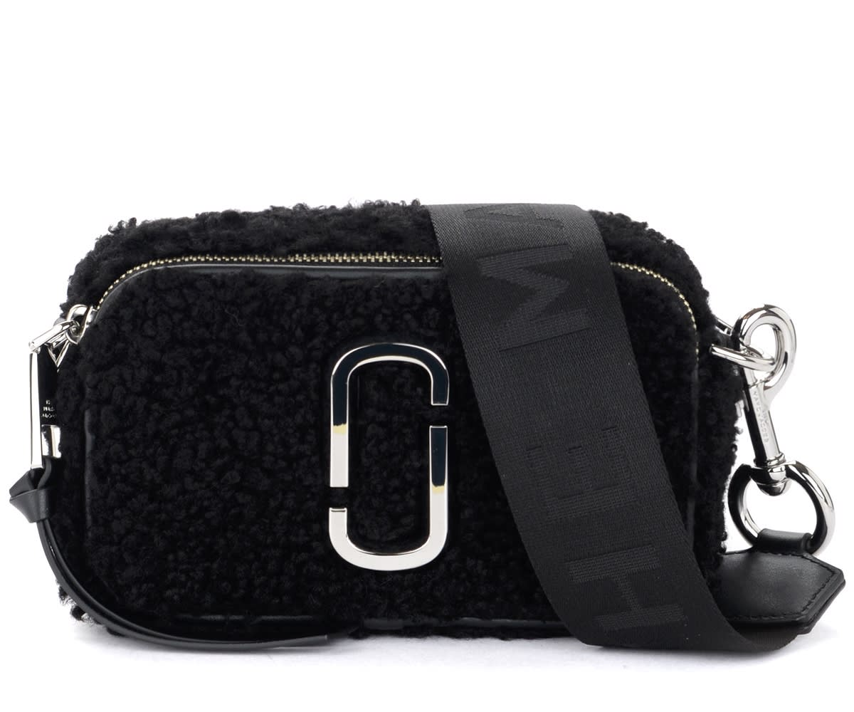 The Marc Jacobs Snapshot Crossbody Bag In Black Faux Fur