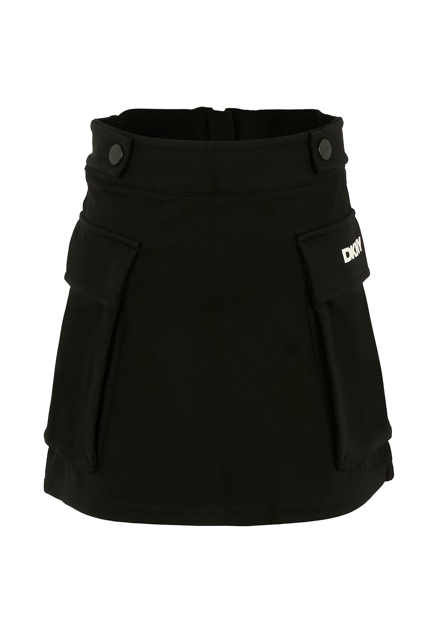 Dkny Black Skirt For Girl With White Logo In Multi