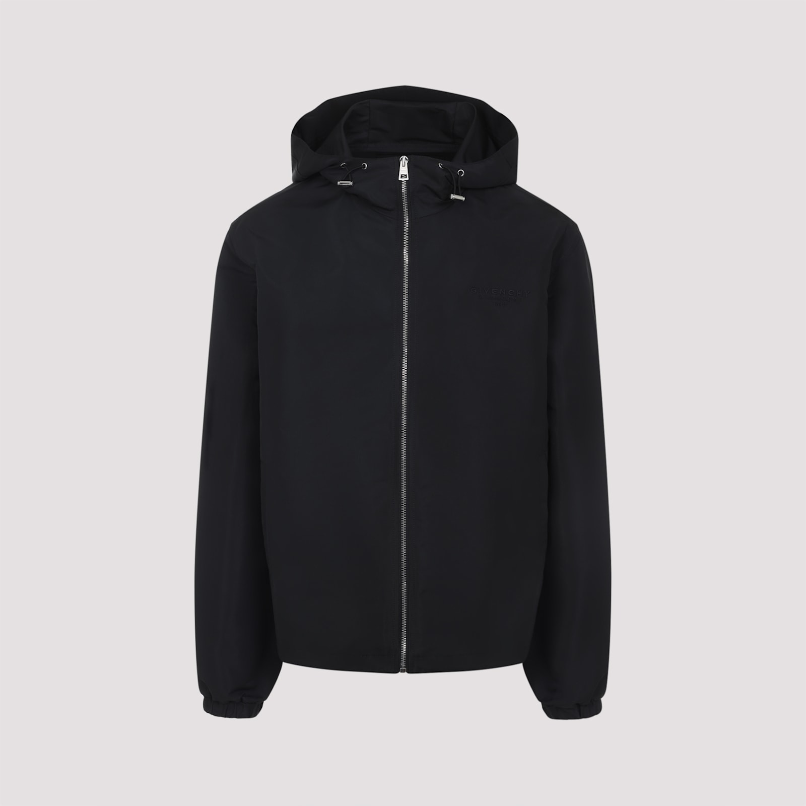 Givenchy Drawstring Hooded Windbreaker Jacket In Black