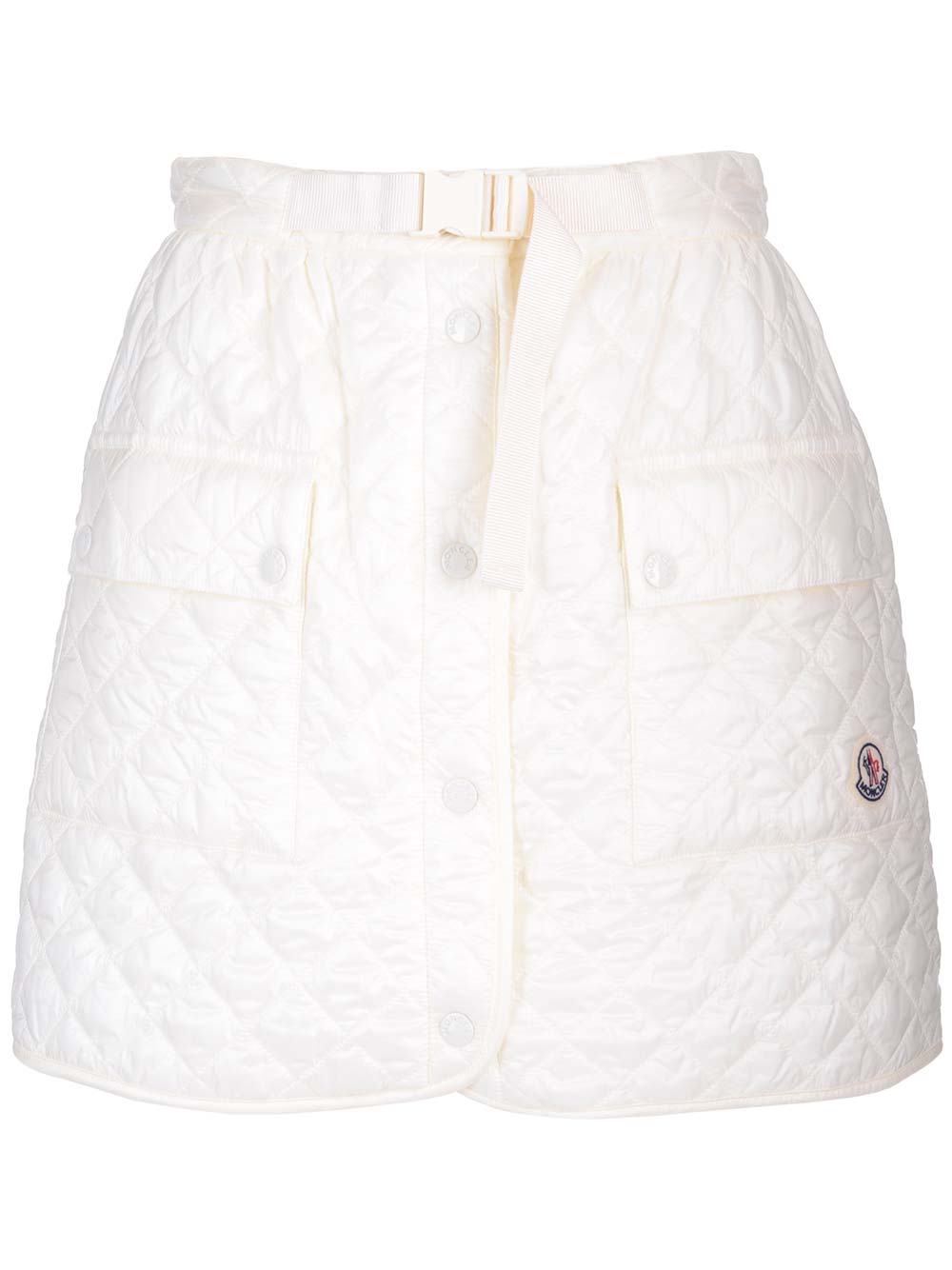 Shop Moncler Quilted Miniskirt In White